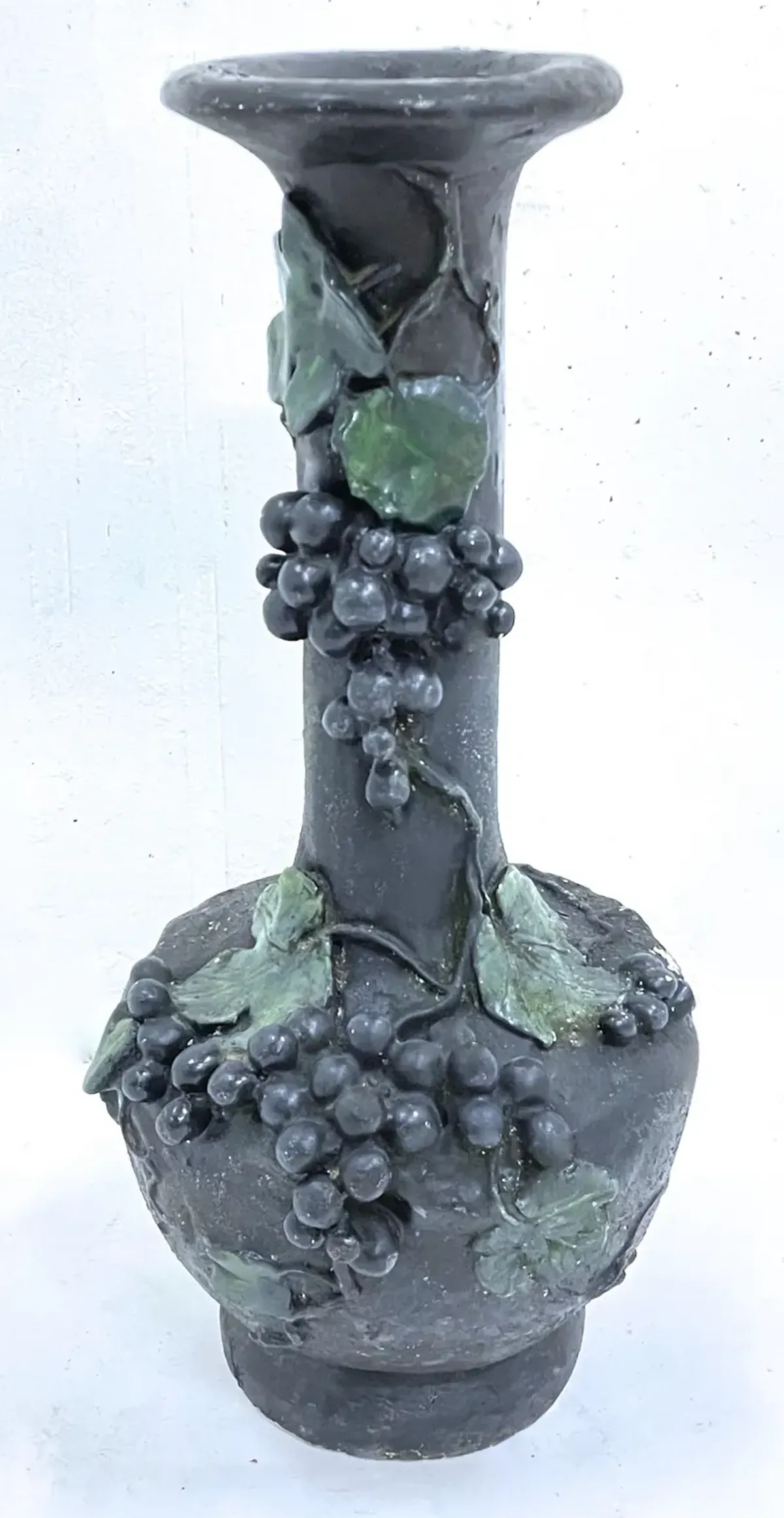 Black Grape & Vine Chalkware Urn Vase - Vermilion Designs