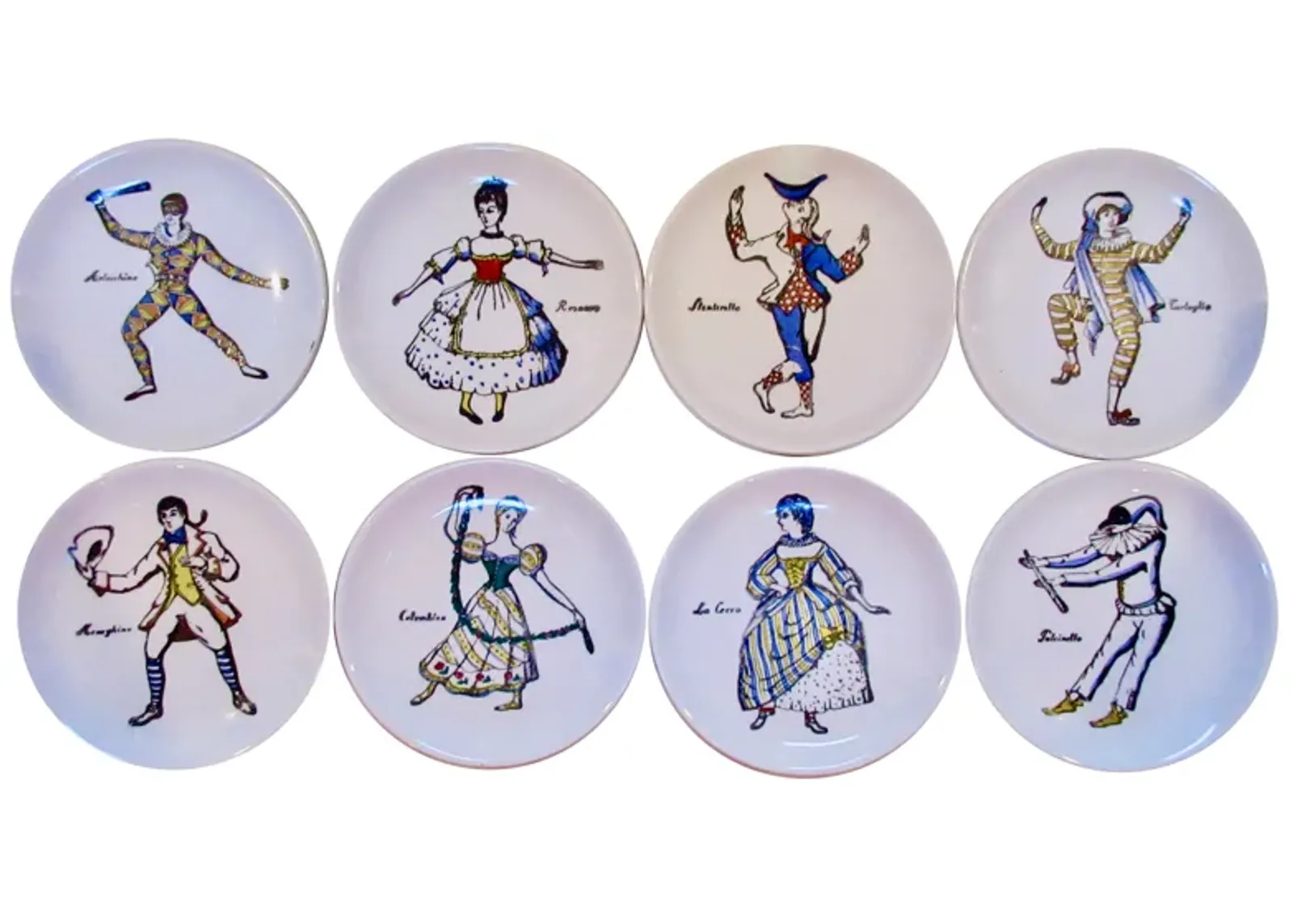 Fornasetti Masquerade Coasters Set of 8 w/Box - The Emporium Ltd. - White