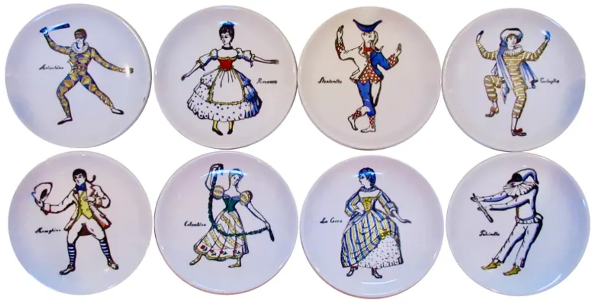 Fornasetti Masquerade Coasters Set of 8 w/Box - The Emporium Ltd. - White