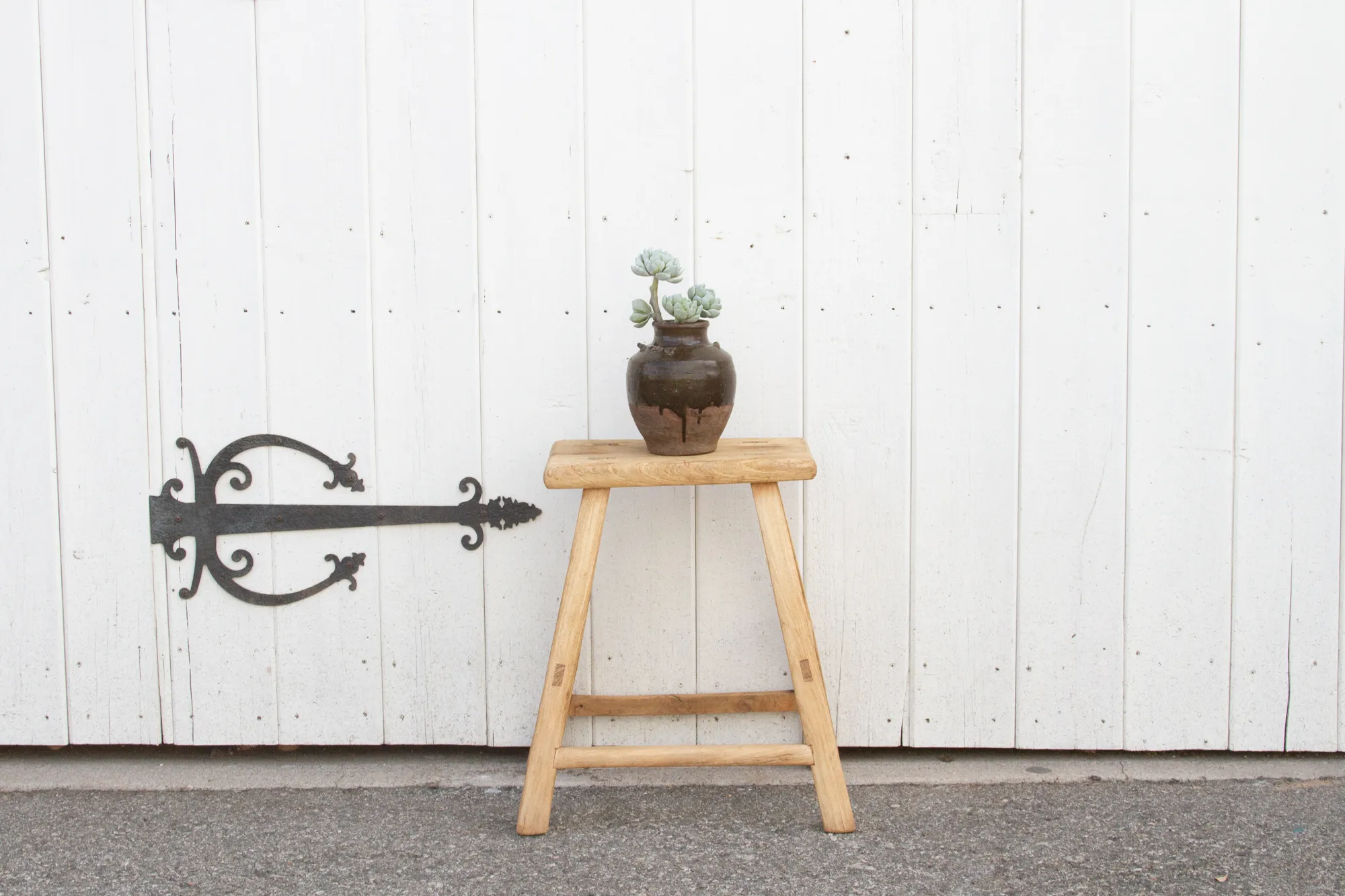 Rustic Farmhouse Wood Stool - de-cor - Brown