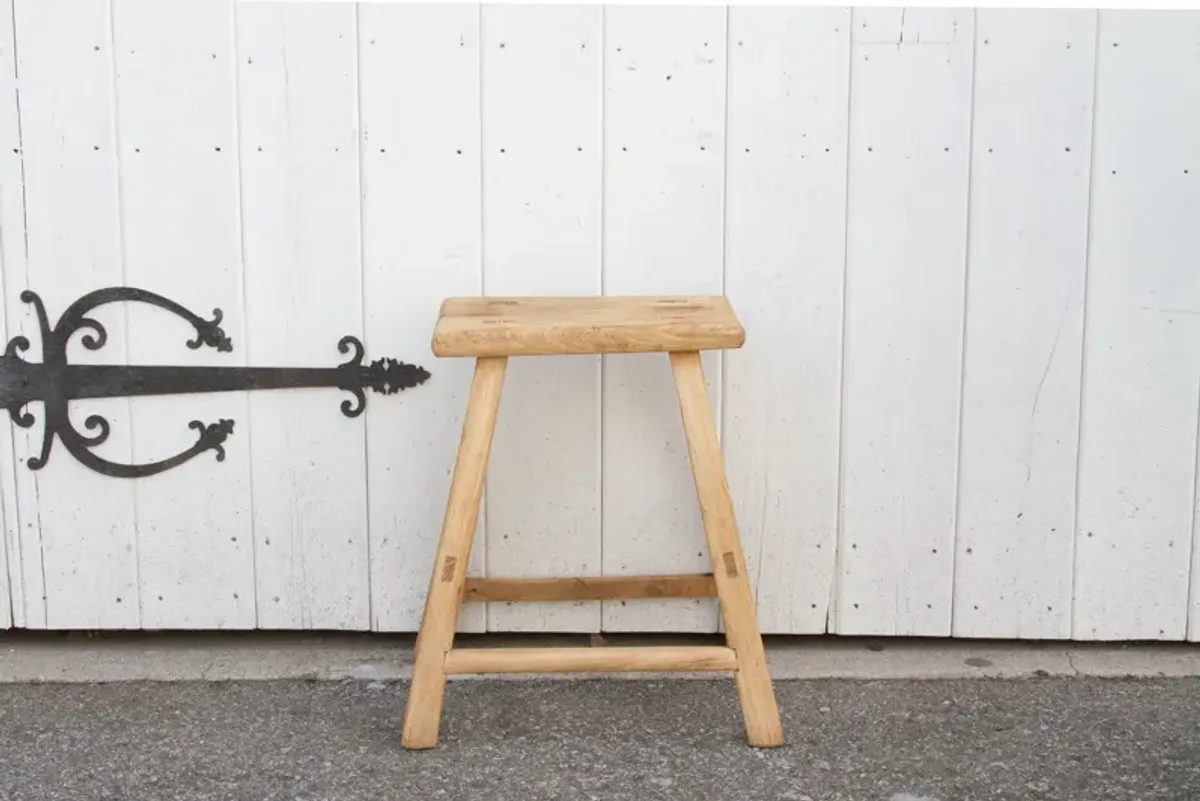 Rustic Farmhouse Wood Stool - de-cor - Brown