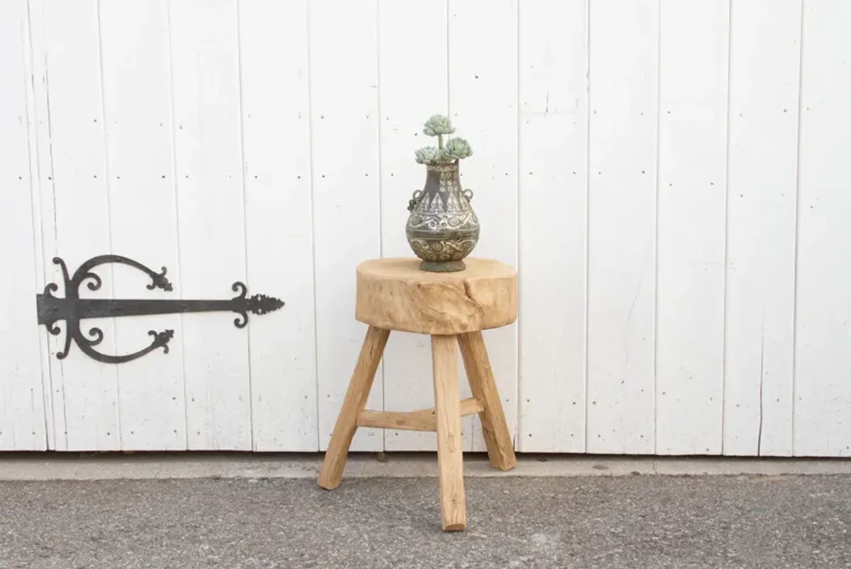 Asian Elm Wood Stump Table - de-cor - brown