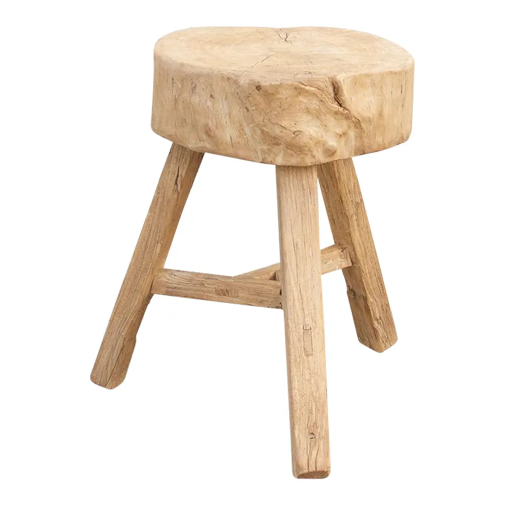 Asian Elm Wood Stump Table - de-cor - brown