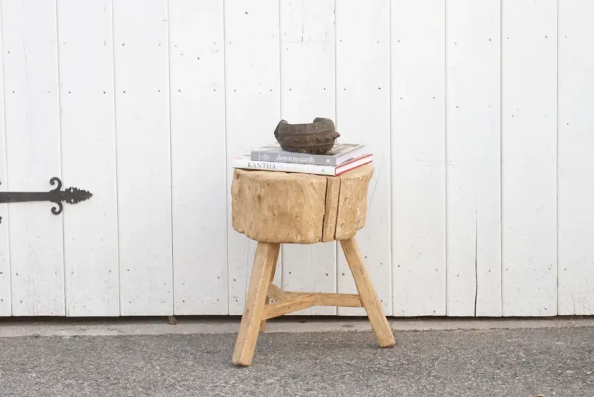 Thick Top Rustic Side Table - de-cor - Brown