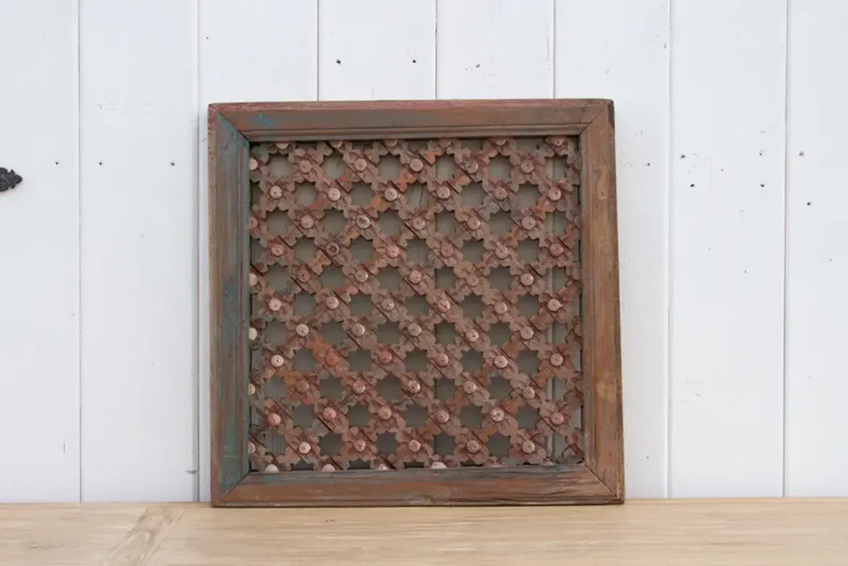 Antique Weathered Star Lattice Panel - de-cor - Brown