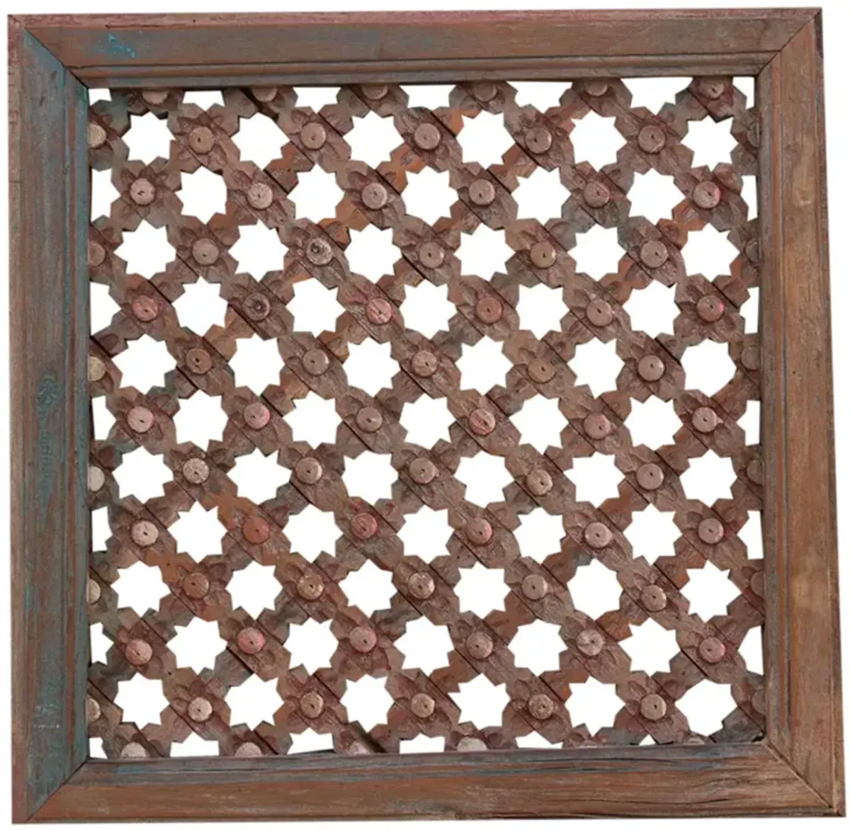 Antique Weathered Star Lattice Panel - de-cor - Brown