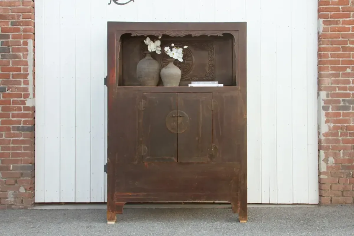 Antique Chinese Tall Altar Cabinet - de-cor - brown