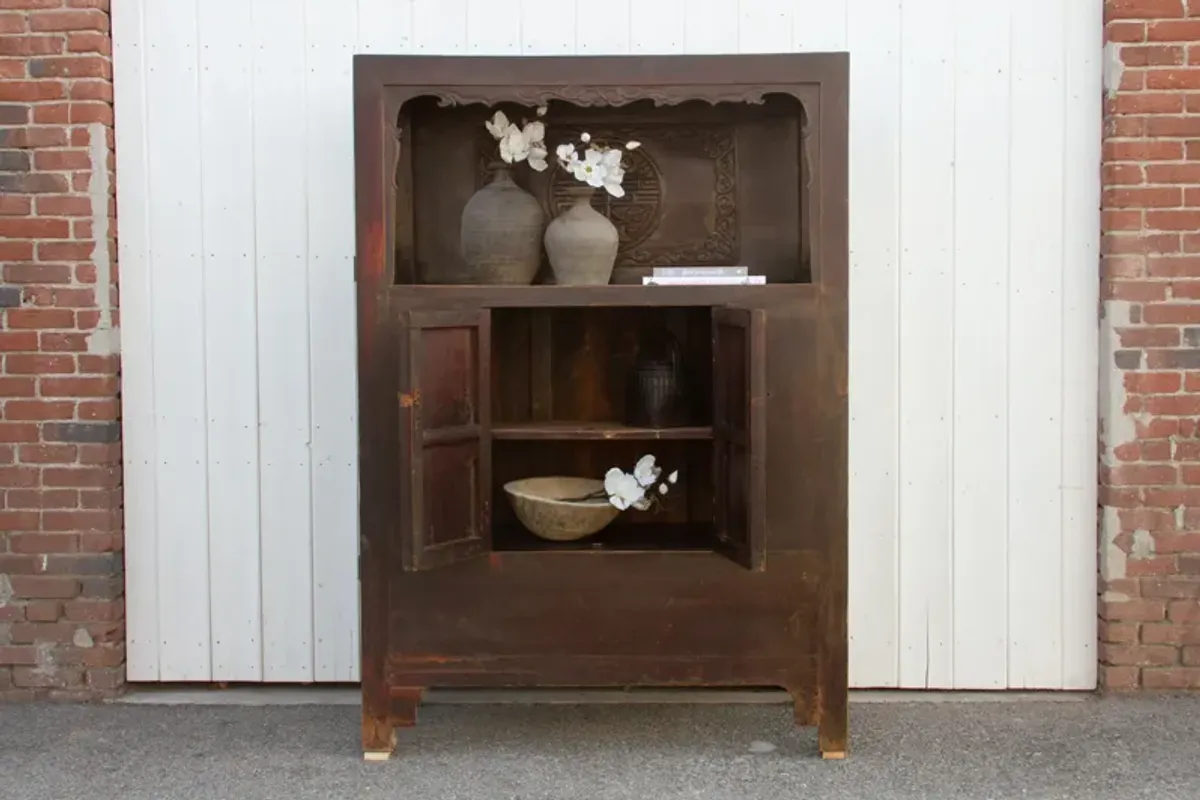 Antique Chinese Tall Altar Cabinet - de-cor - brown