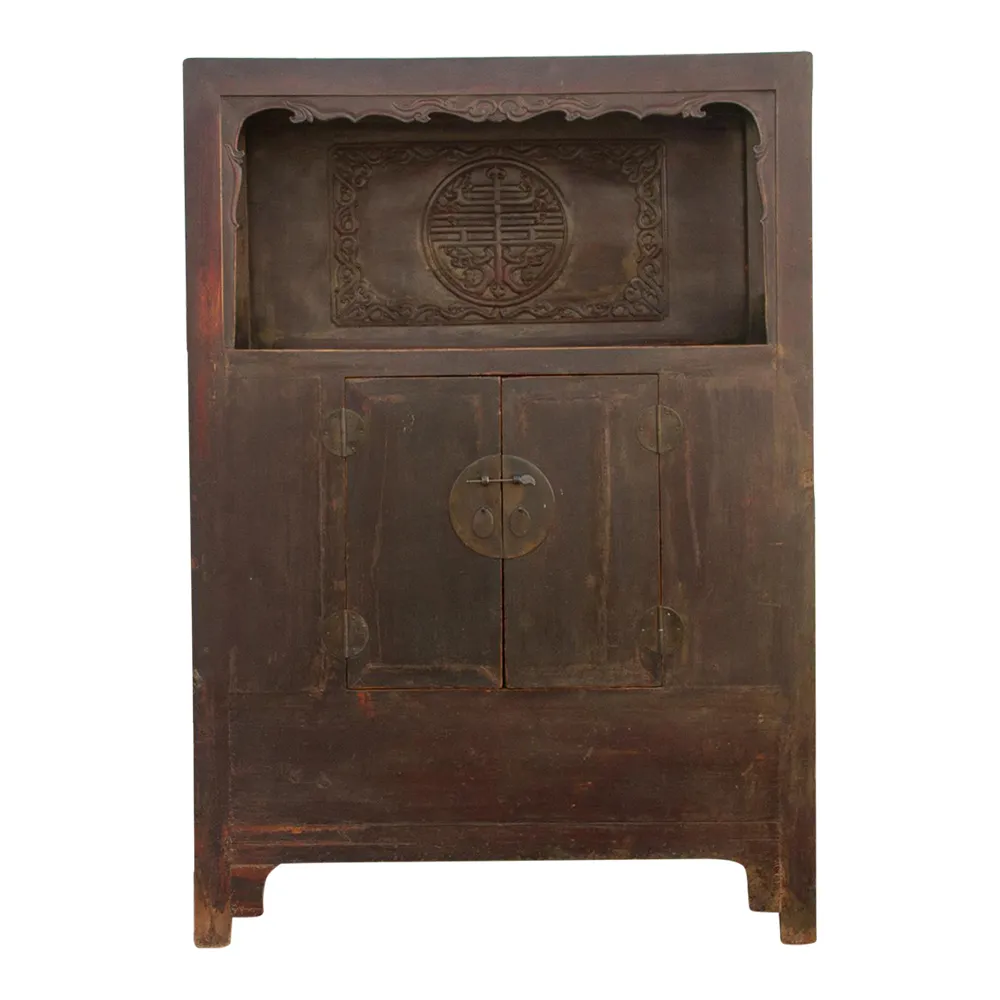 Antique Chinese Tall Altar Cabinet - de-cor - brown