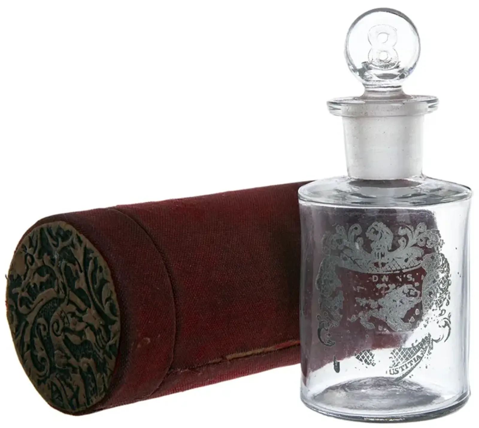 Perfume Bottle & Velvet Case - Fleur de Lex Antiques - Clear