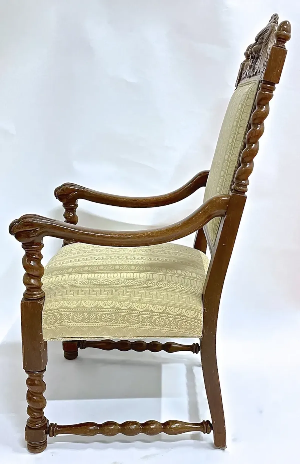 Antique Barley Twist & Gargoyle Armchair - Vermilion Designs - Brown