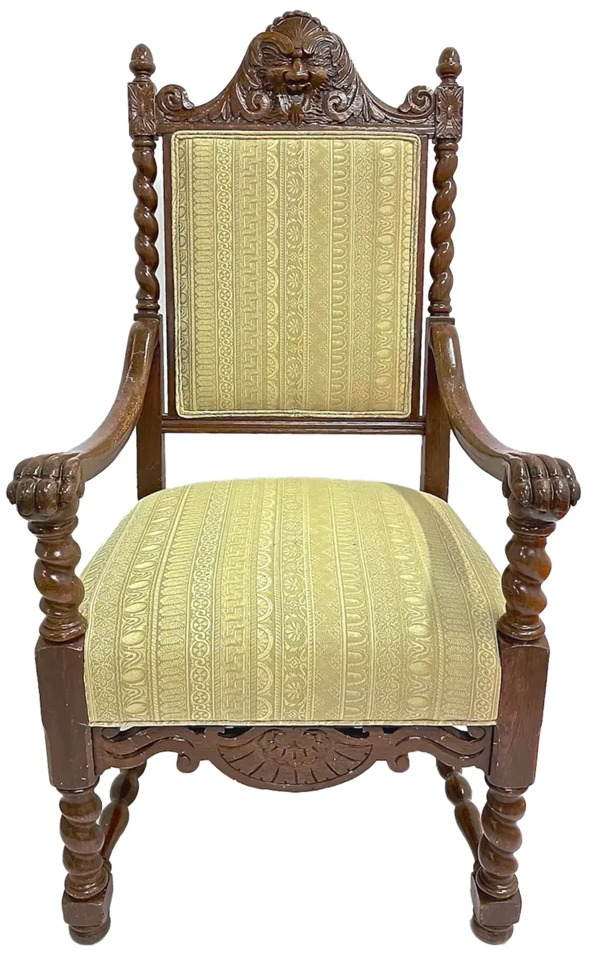 Antique Barley Twist & Gargoyle Armchair - Vermilion Designs - Brown