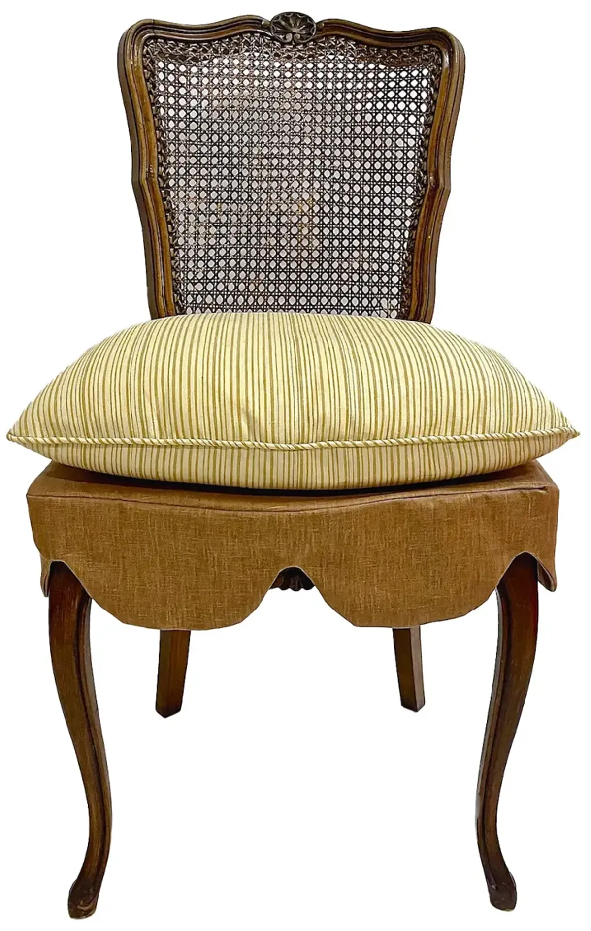 Caned Back Upholstered Seat Chair - Vermilion Designs - Brown