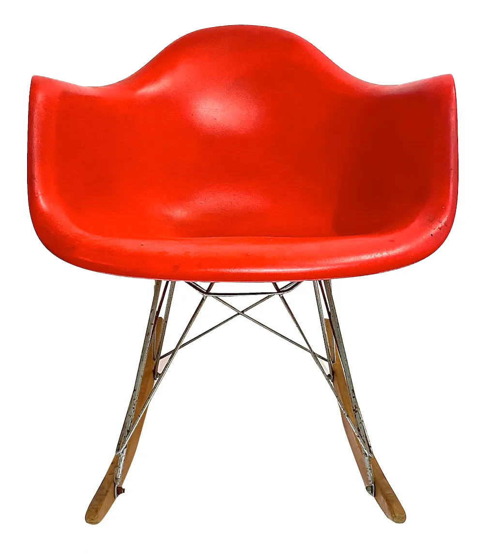 Mid-Century Eames Style Rocking Chair - Vermilion Designs - Red