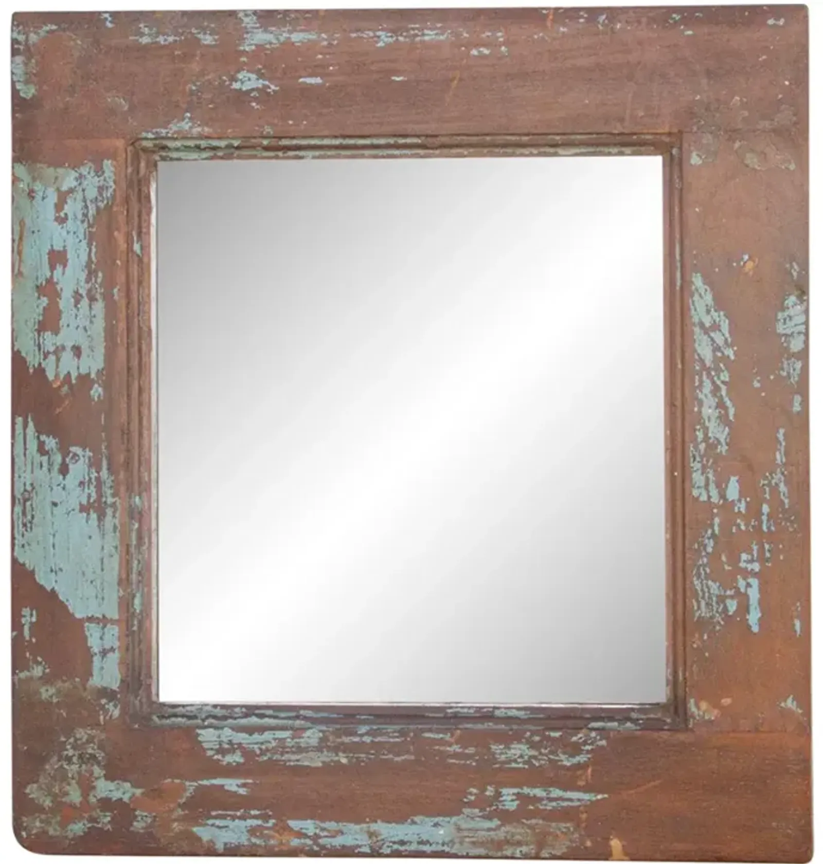 Old Teak Architectural Framed Mirror - de-cor - brown