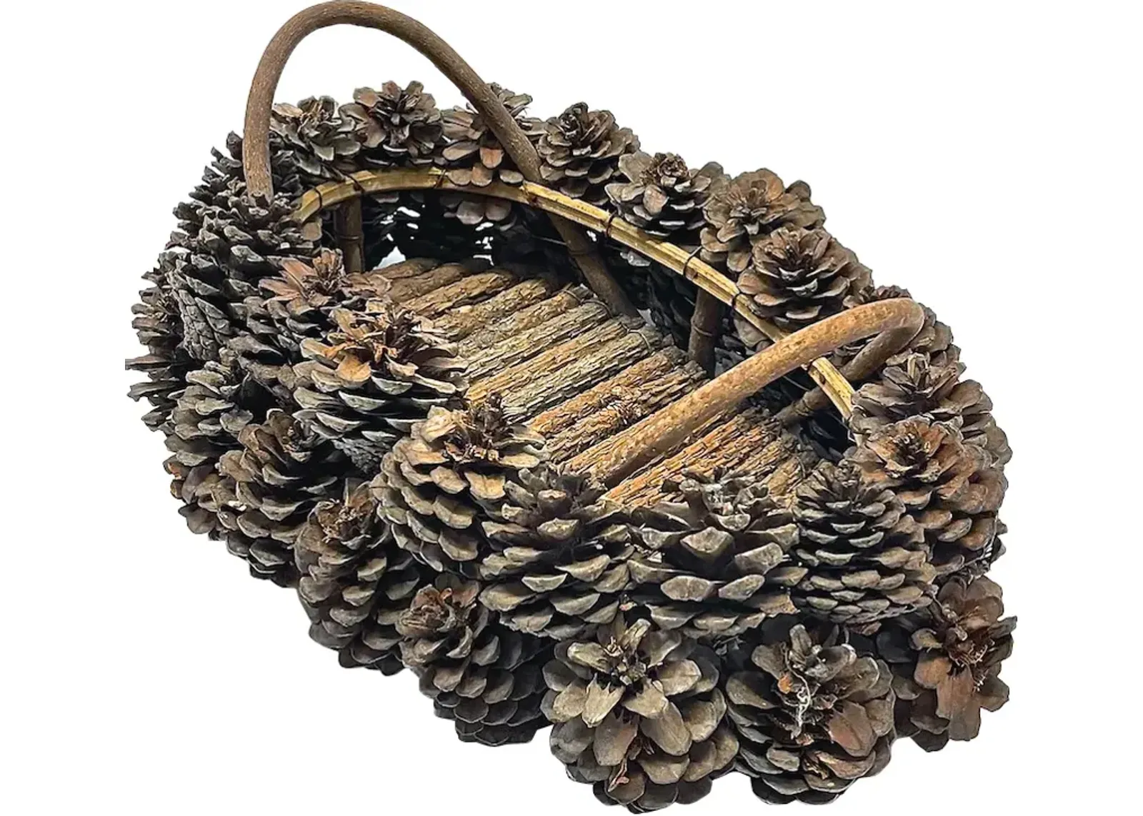 Vintage Pine Cone Basket - Vermilion Designs - Brown