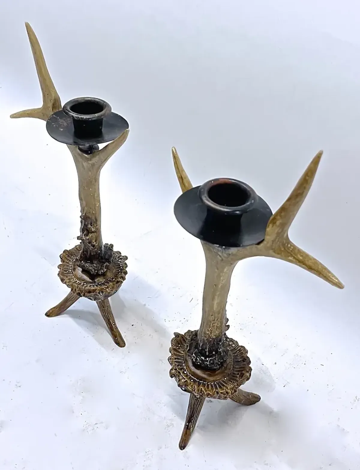 Composite Faux Antler Candle Holders - PR - Vermilion Designs - Brown