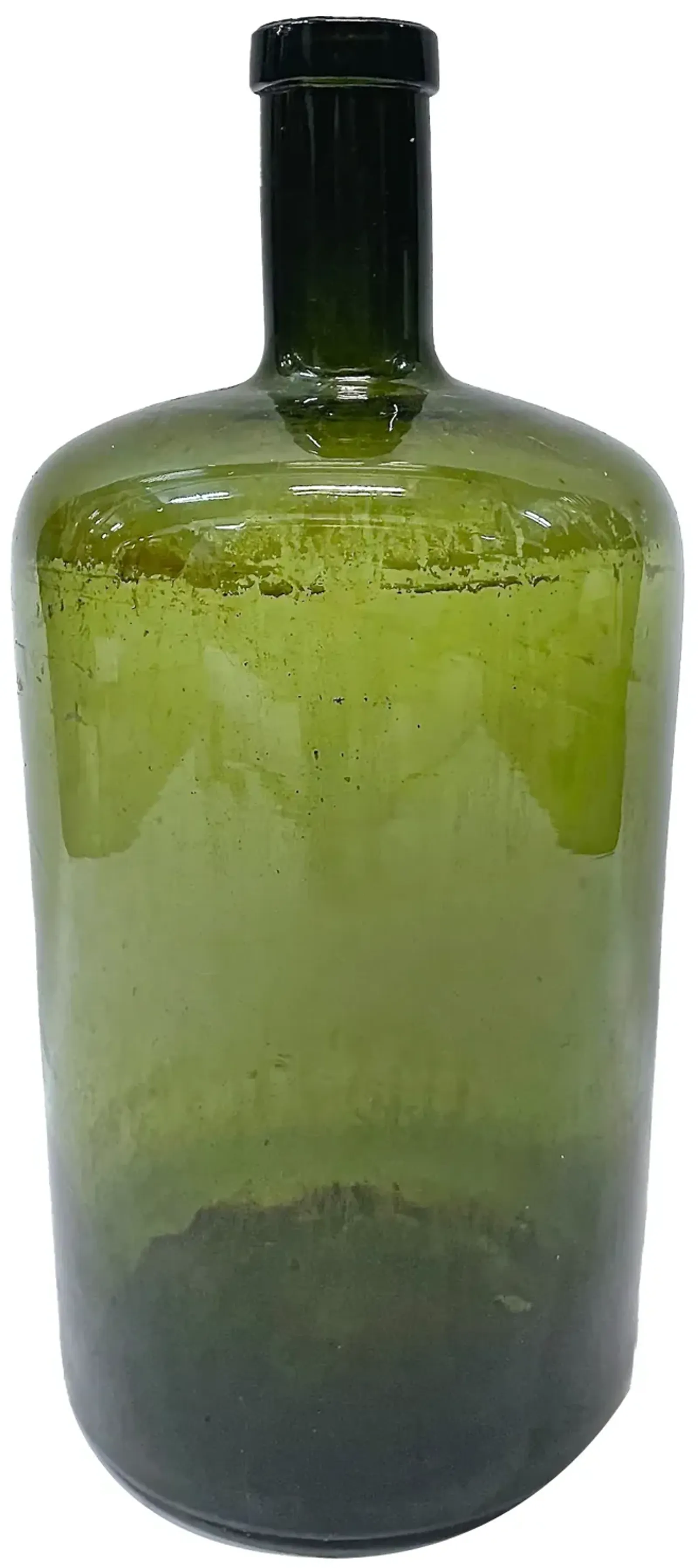 Large Antique Tapered Green Glass Bottle - Vermilion Designs