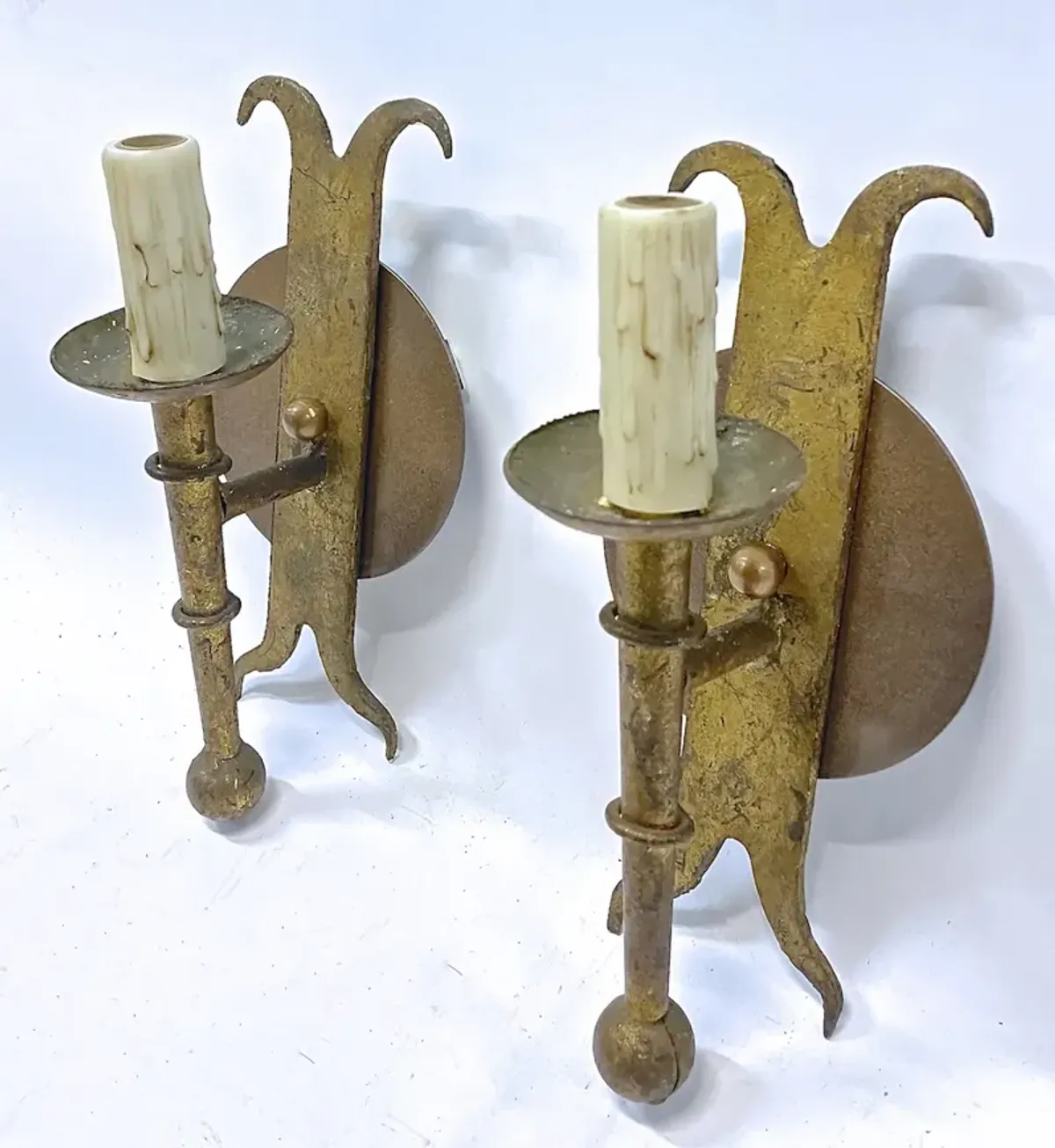 Antique Bronze Spike Style Wall Sconces -Vermilion Designs - Gold