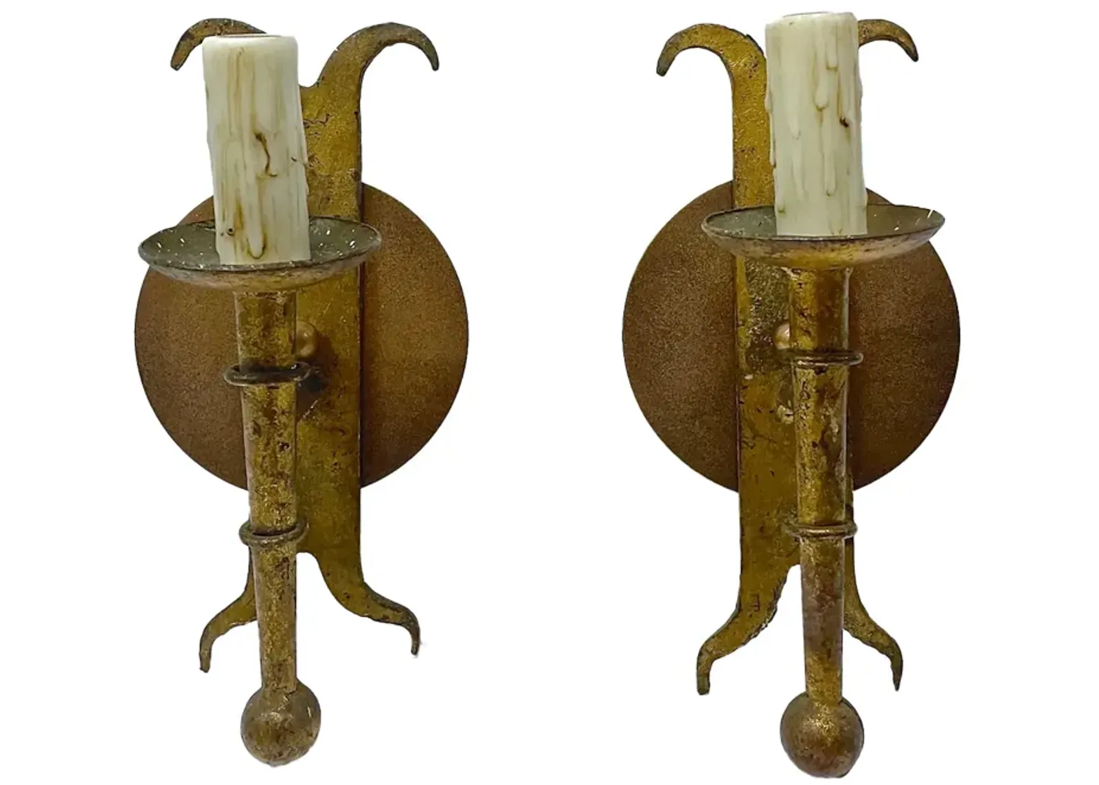 Antique Bronze Spike Style Wall Sconces -Vermilion Designs - Gold