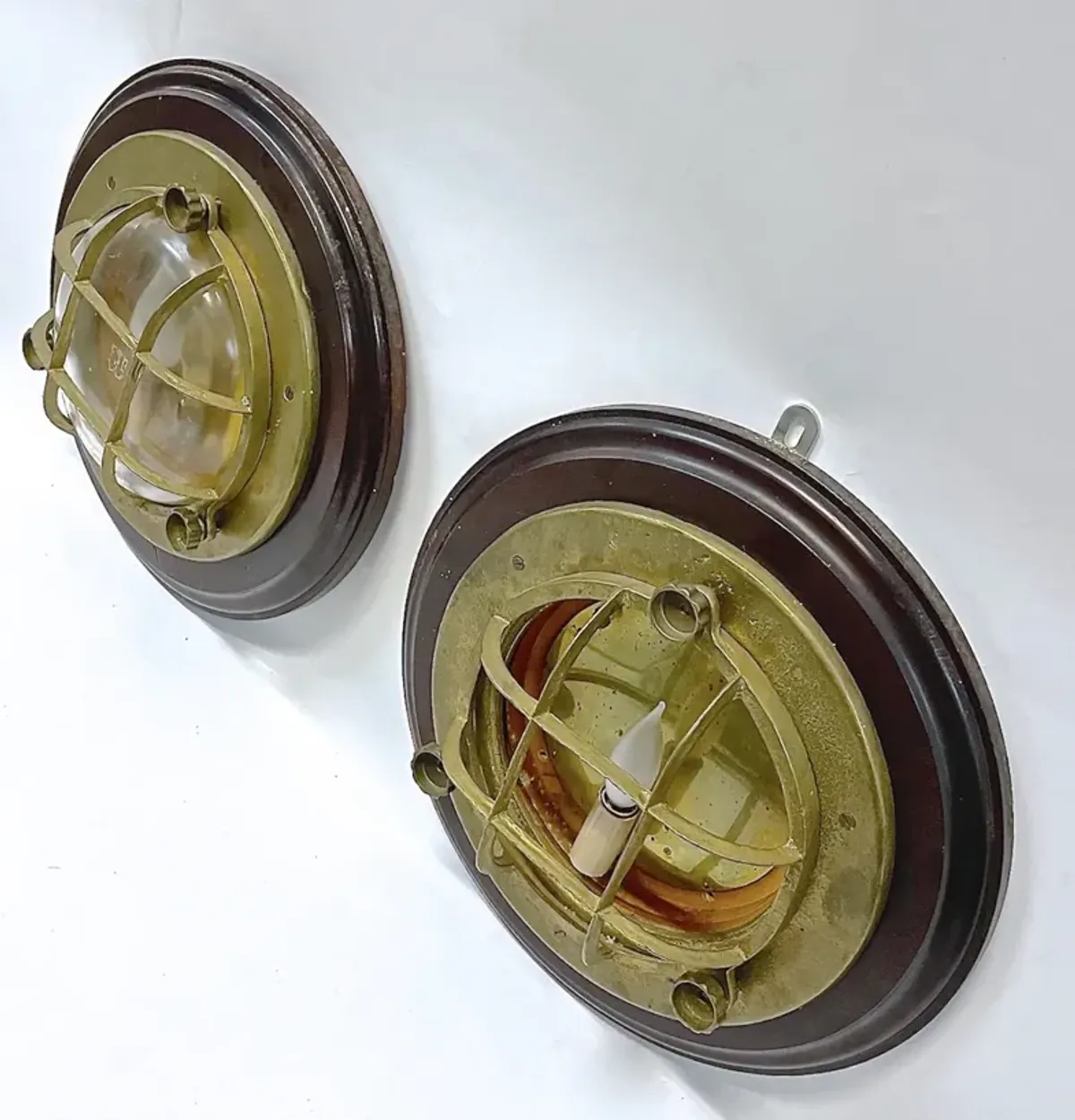 Ship Port hole Wall Sconces - Set of 2 - Vermilion Designs - Brown