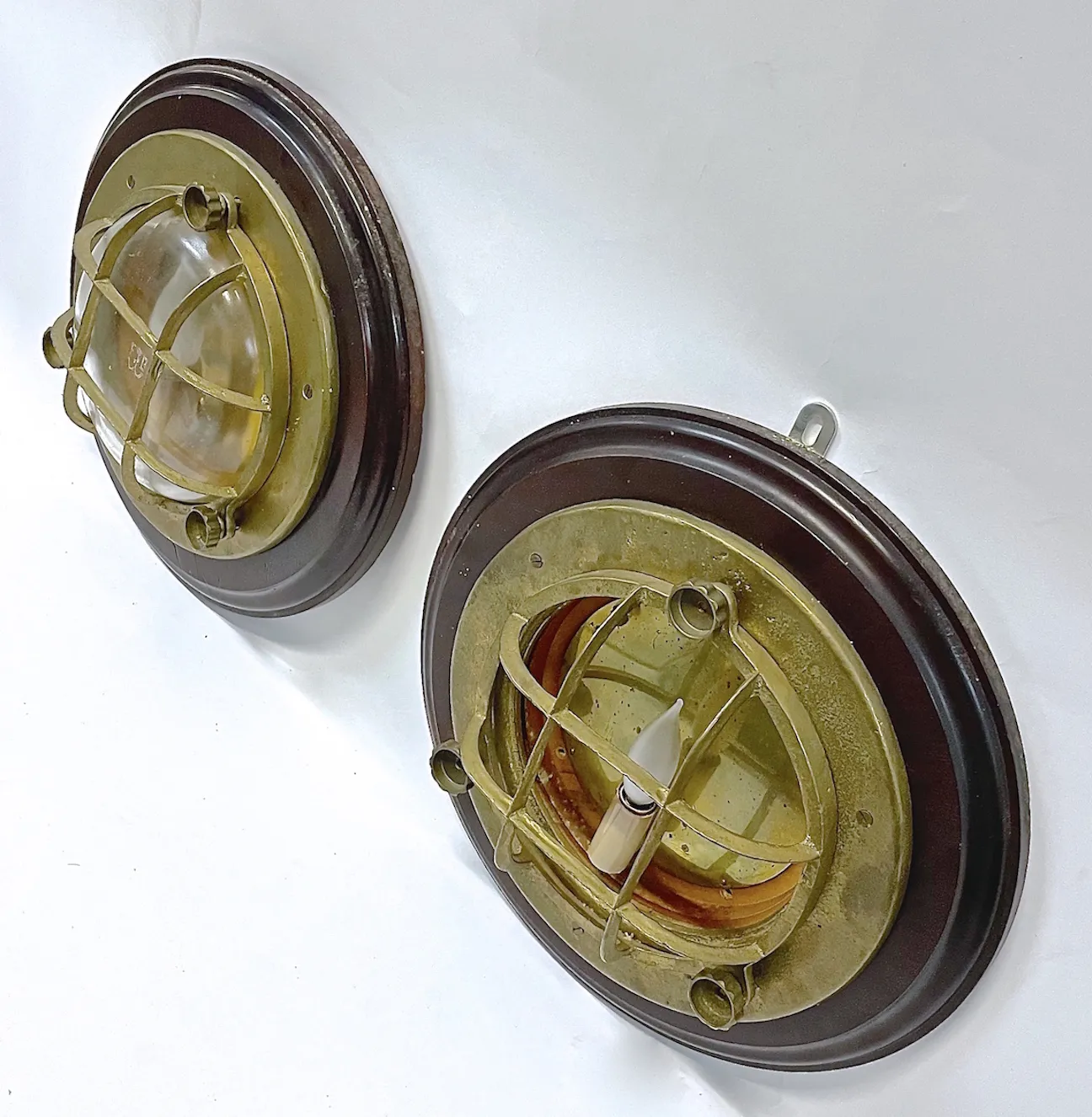 Ship Port hole Wall Sconces - Set of 2 - Vermilion Designs - Brown