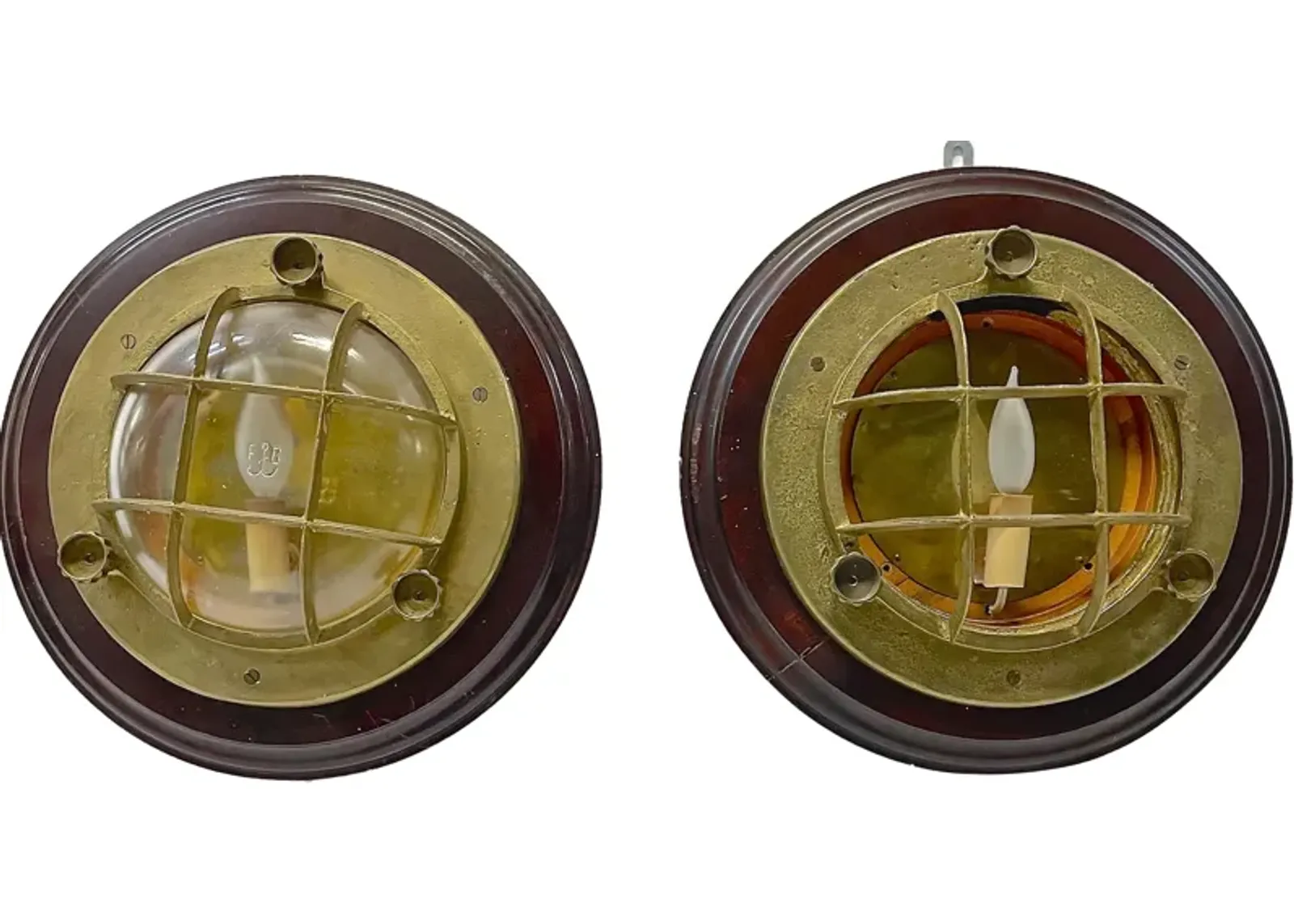 Ship Port hole Wall Sconces - Set of 2 - Vermilion Designs - Brown