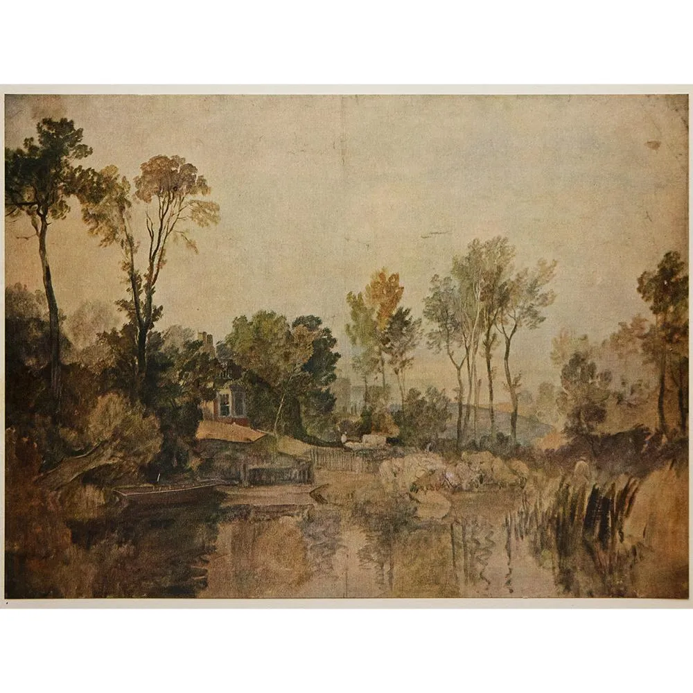 Turner - "House Beside River - With Trees" - Brown