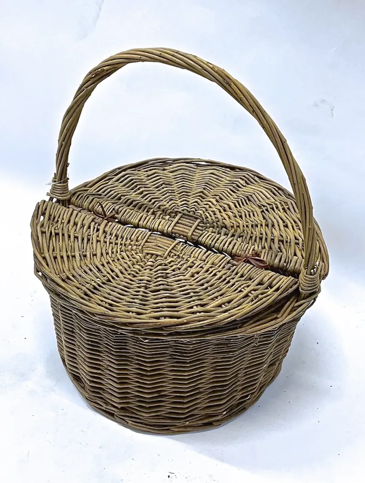 Double Lidded Carrying Basket - Vermilion Designs - Brown