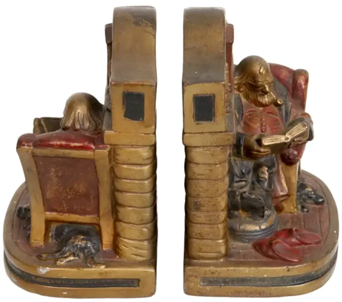 "Grand Dad" Bronze Bookends - a Pair - Interesting Things - Brown