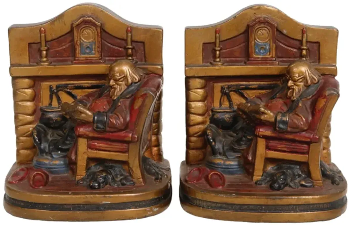 "Grand Dad" Bronze Bookends - a Pair - Interesting Things - Brown