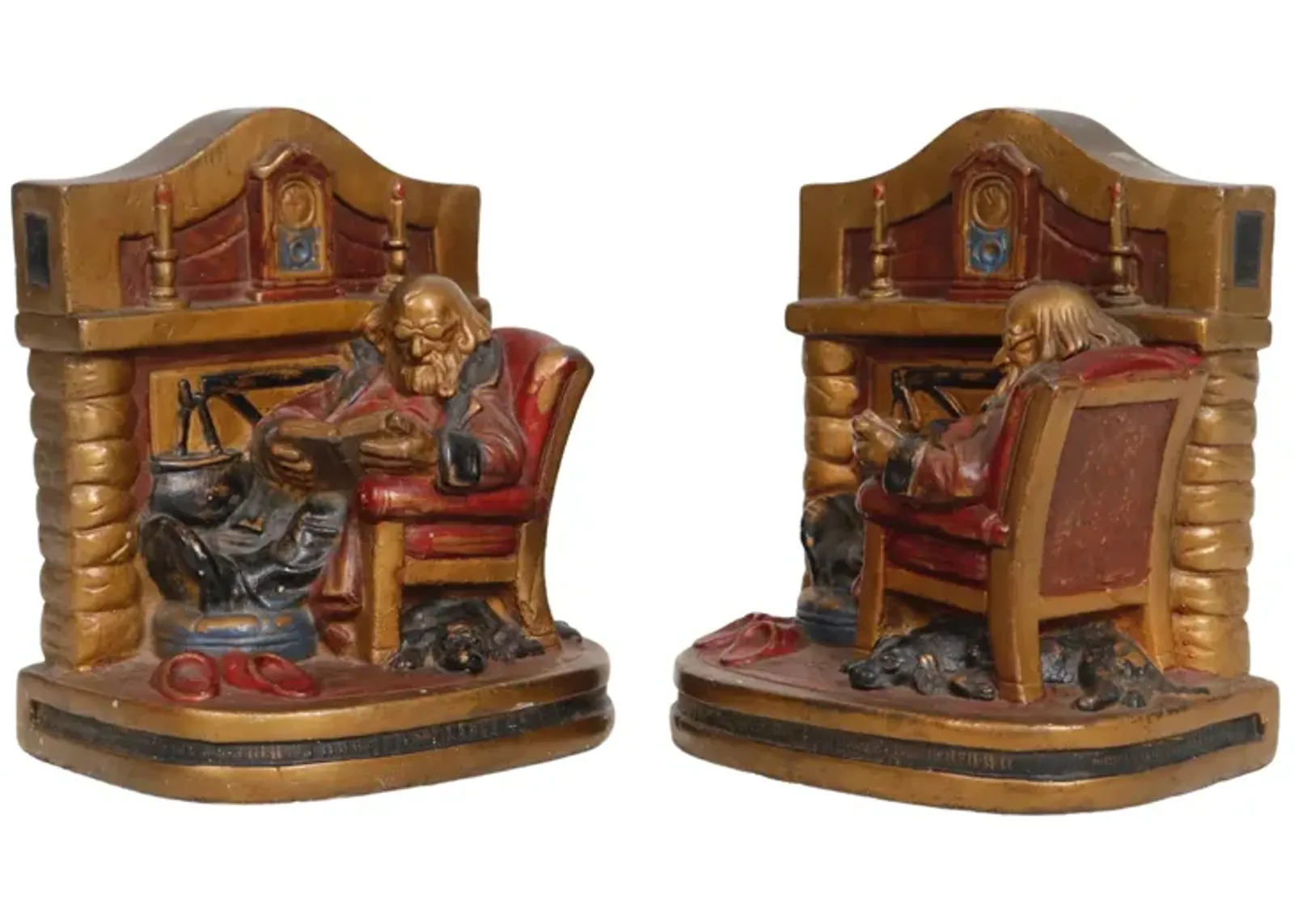 "Grand Dad" Bronze Bookends - a Pair - Interesting Things - Brown