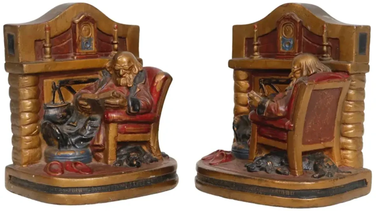 "Grand Dad" Bronze Bookends - a Pair - Interesting Things - Brown