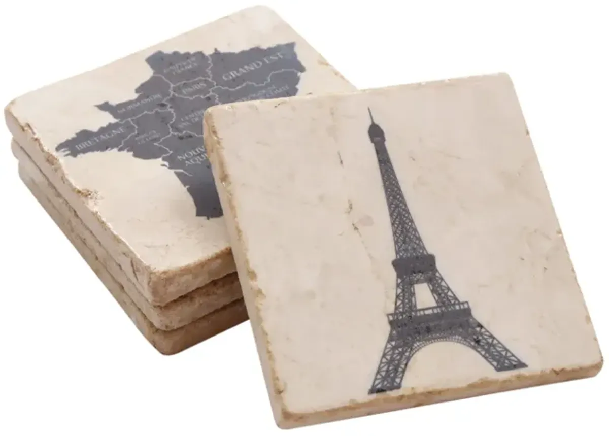 French Marble Coasters - Set of 4 - Interesting Things - Black