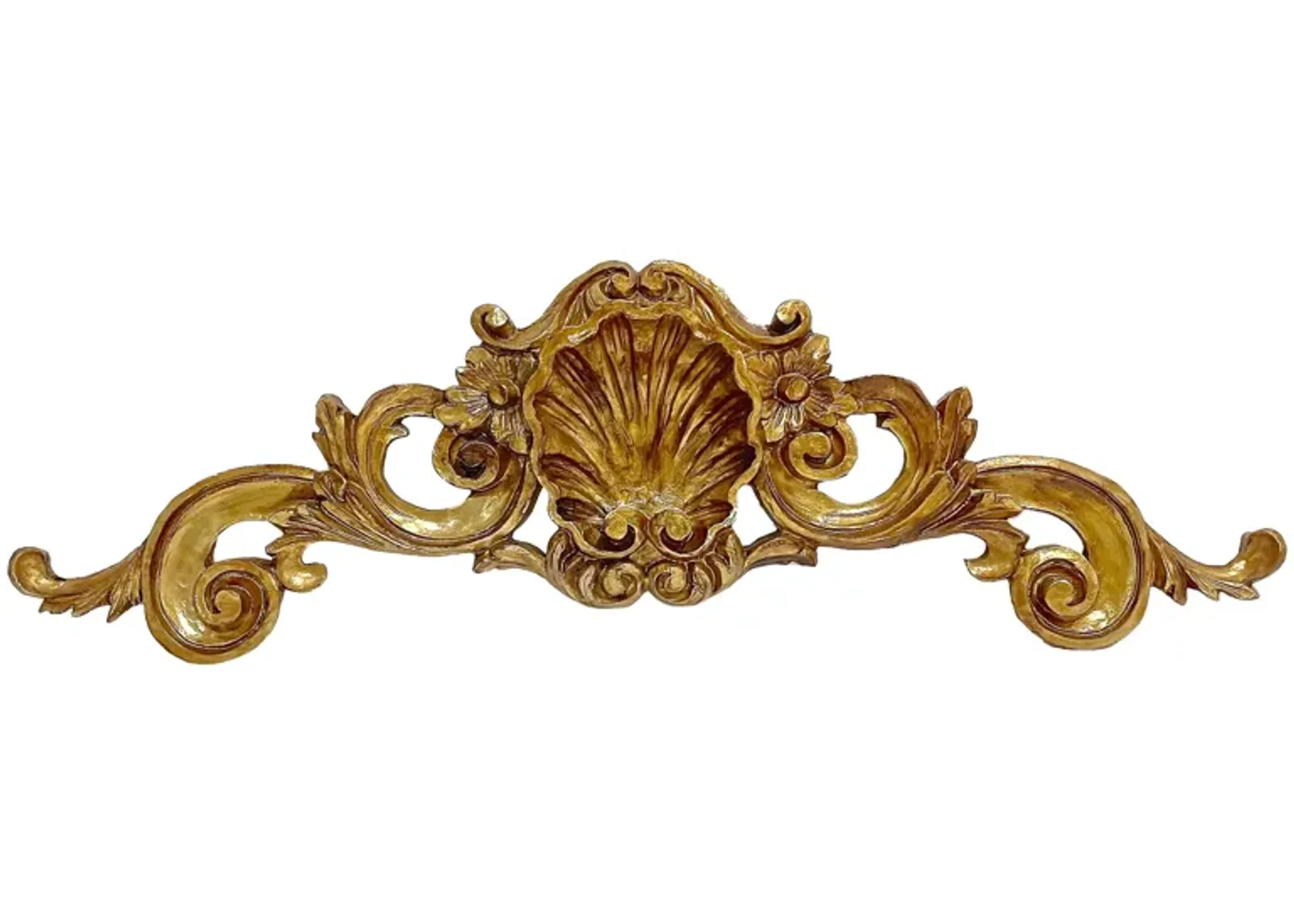 Shell & Acanthus Leaf Pediment Plaque - Vermilion Designs - Gold