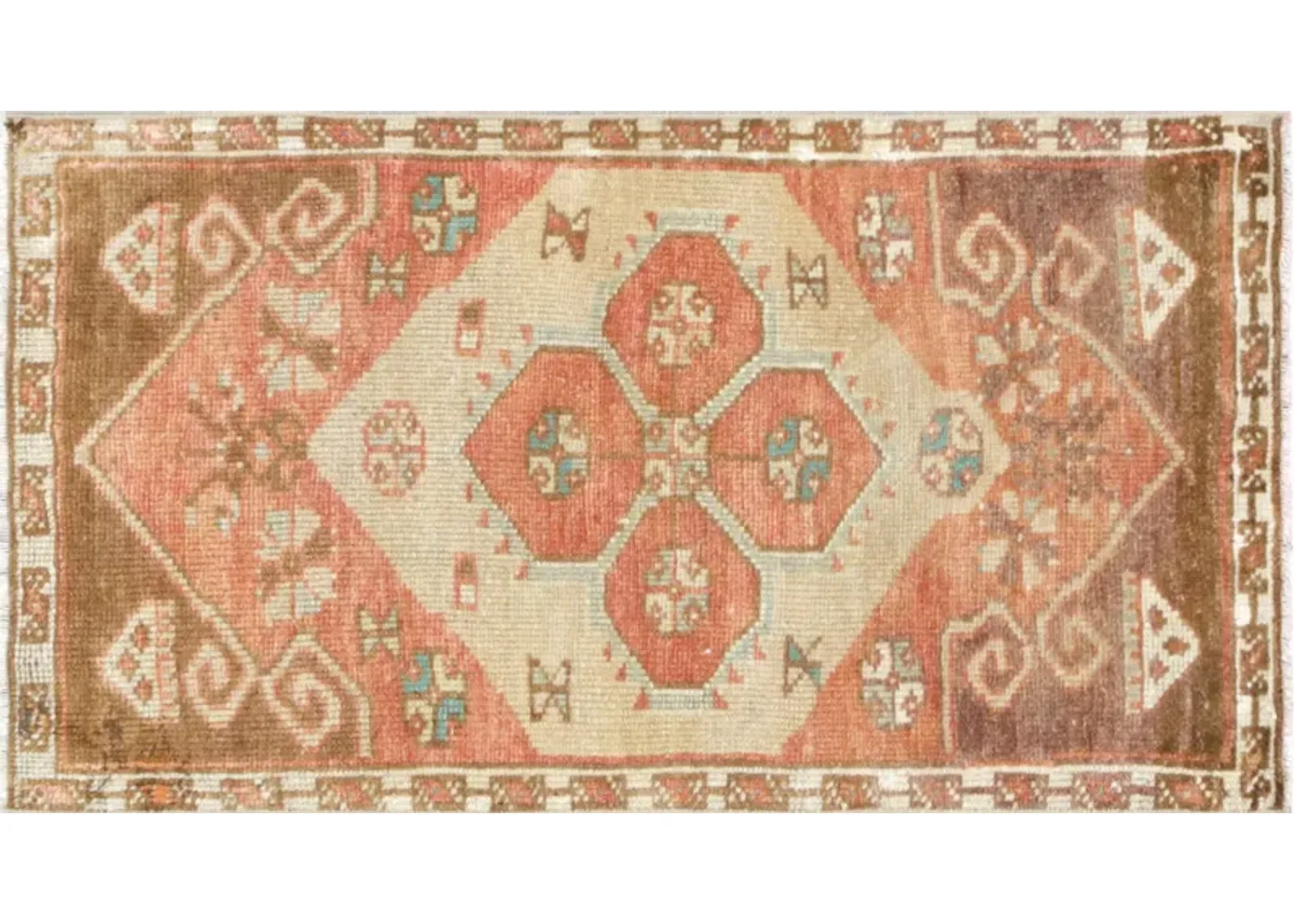 1960s Turkish Oushak Yastic -1'7" x 2'9" - Nalbandian - Brown