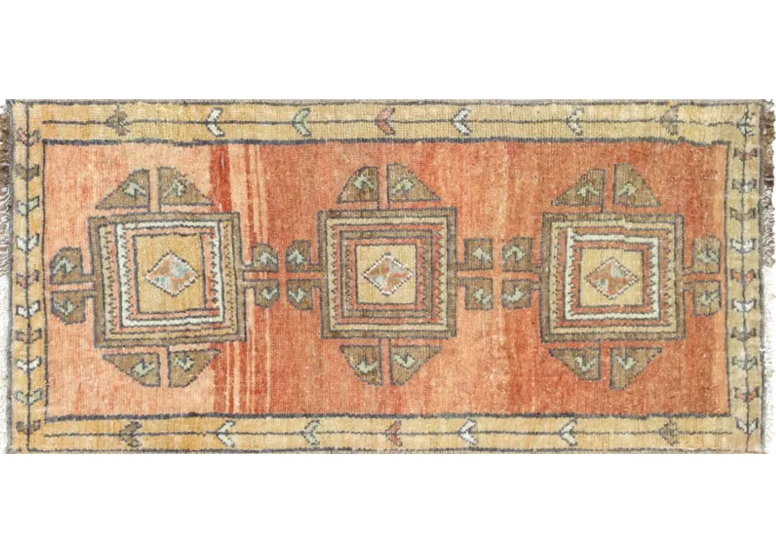 1960s Turkish Oushak Yastic - 1'8" x3'6" - Nalbandian - Orange