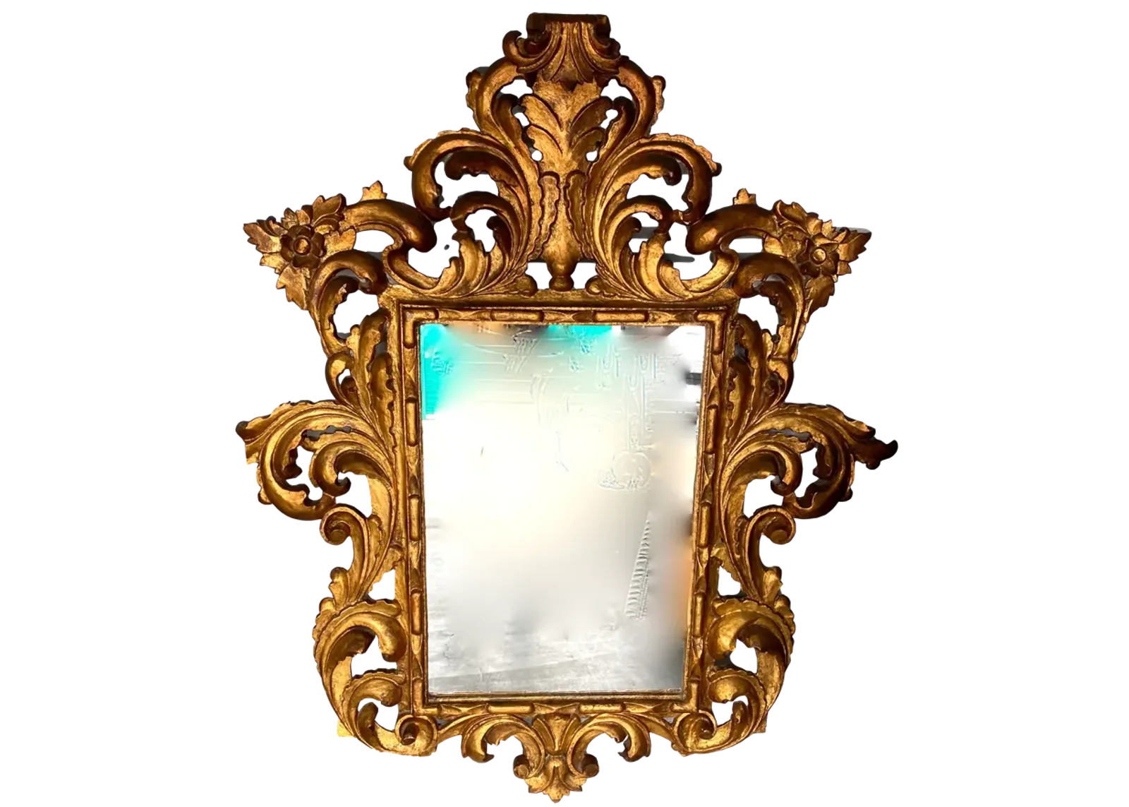 1960s Italian Goldleaf Handcarved Mirror - Ballyhoo