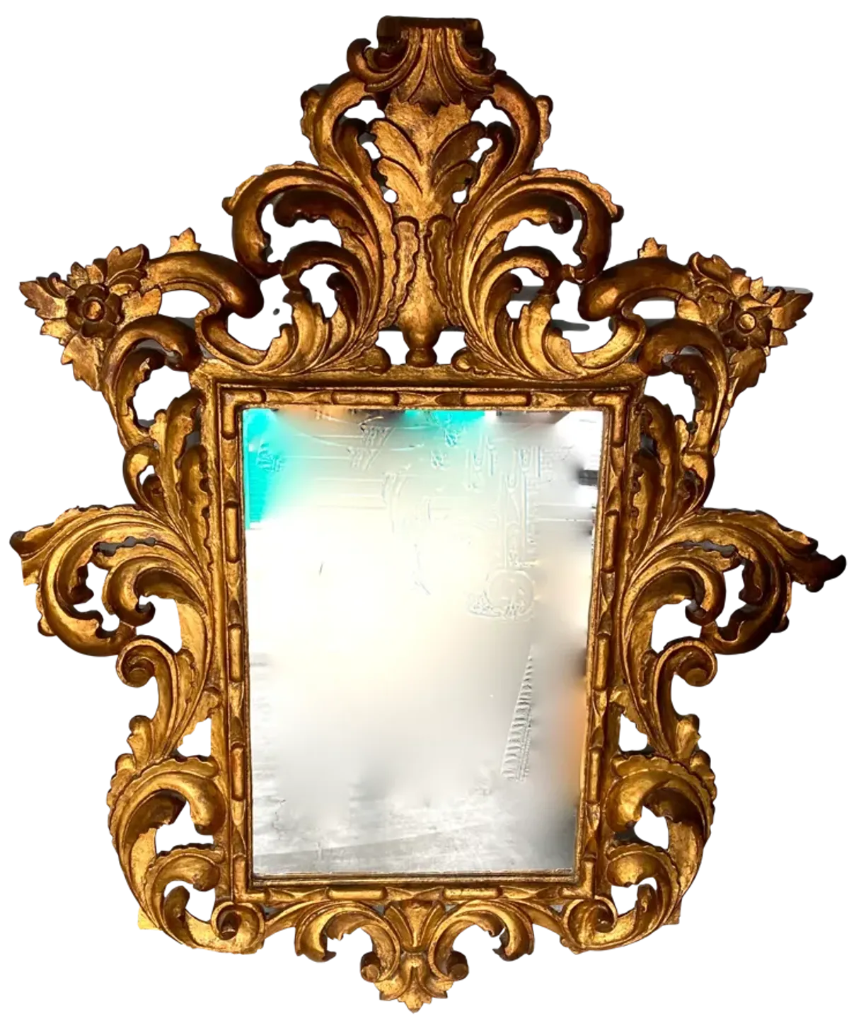 1960s Italian Goldleaf Handcarved Mirror - Ballyhoo