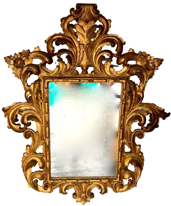 1960s Italian Goldleaf Handcarved Mirror - Ballyhoo