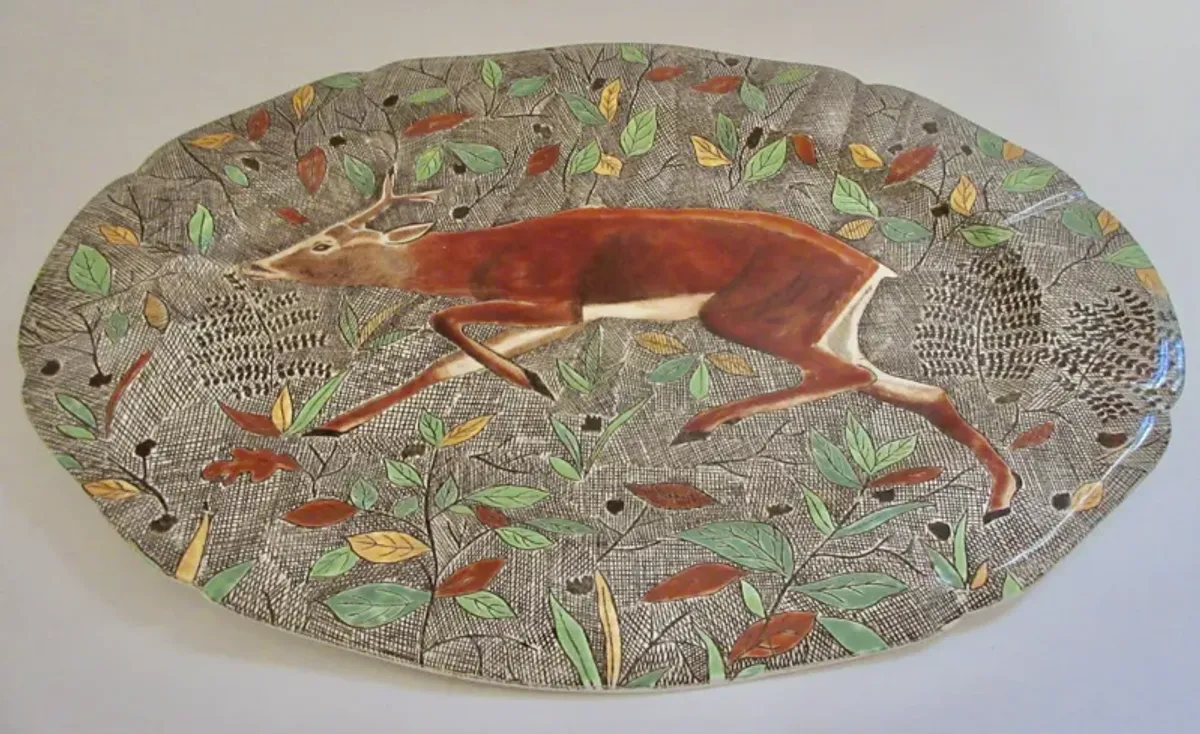 Gien French Faience Deer Platter - The Emporium Ltd. - Brown