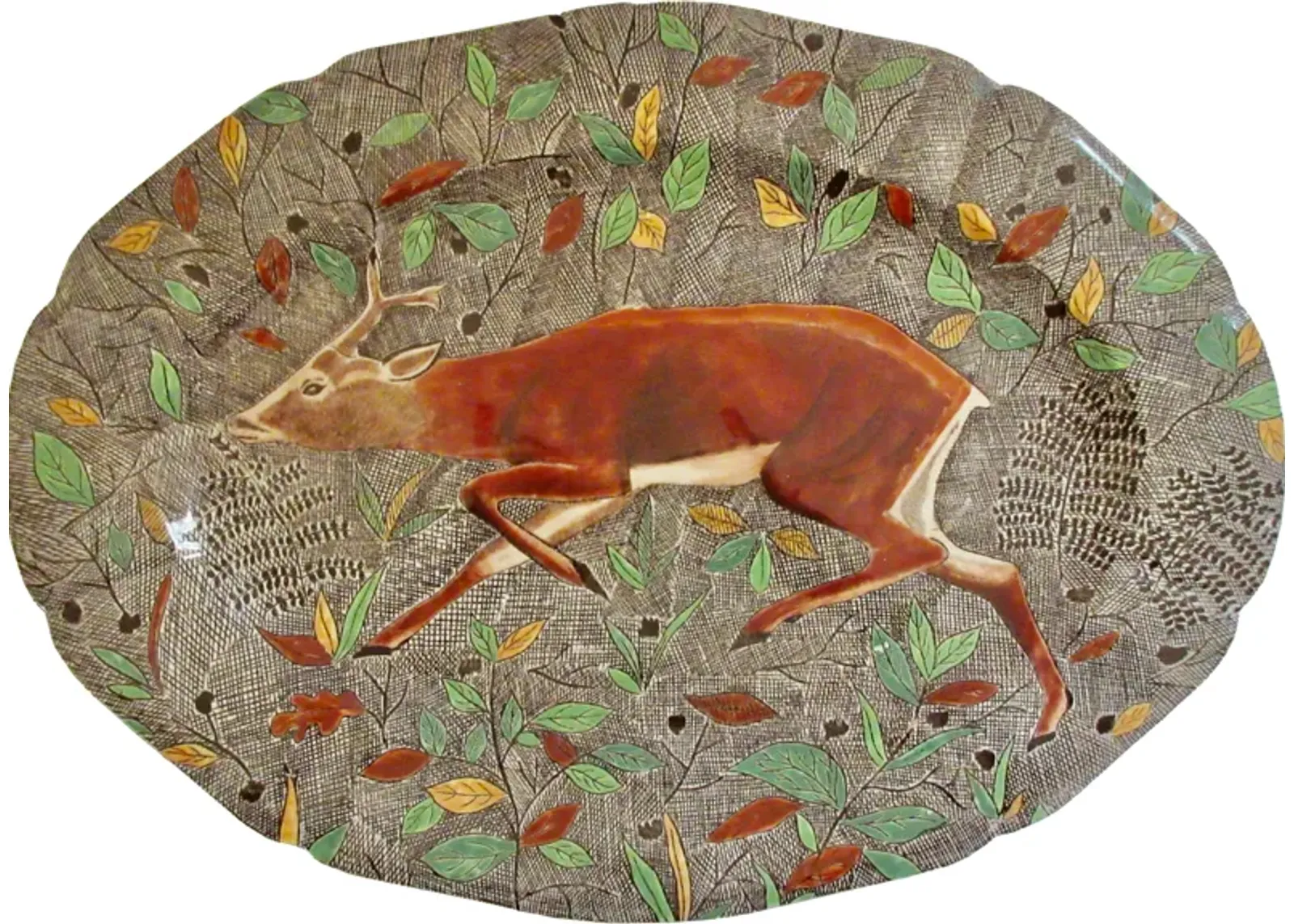 Gien French Faience Deer Platter - The Emporium Ltd. - Brown