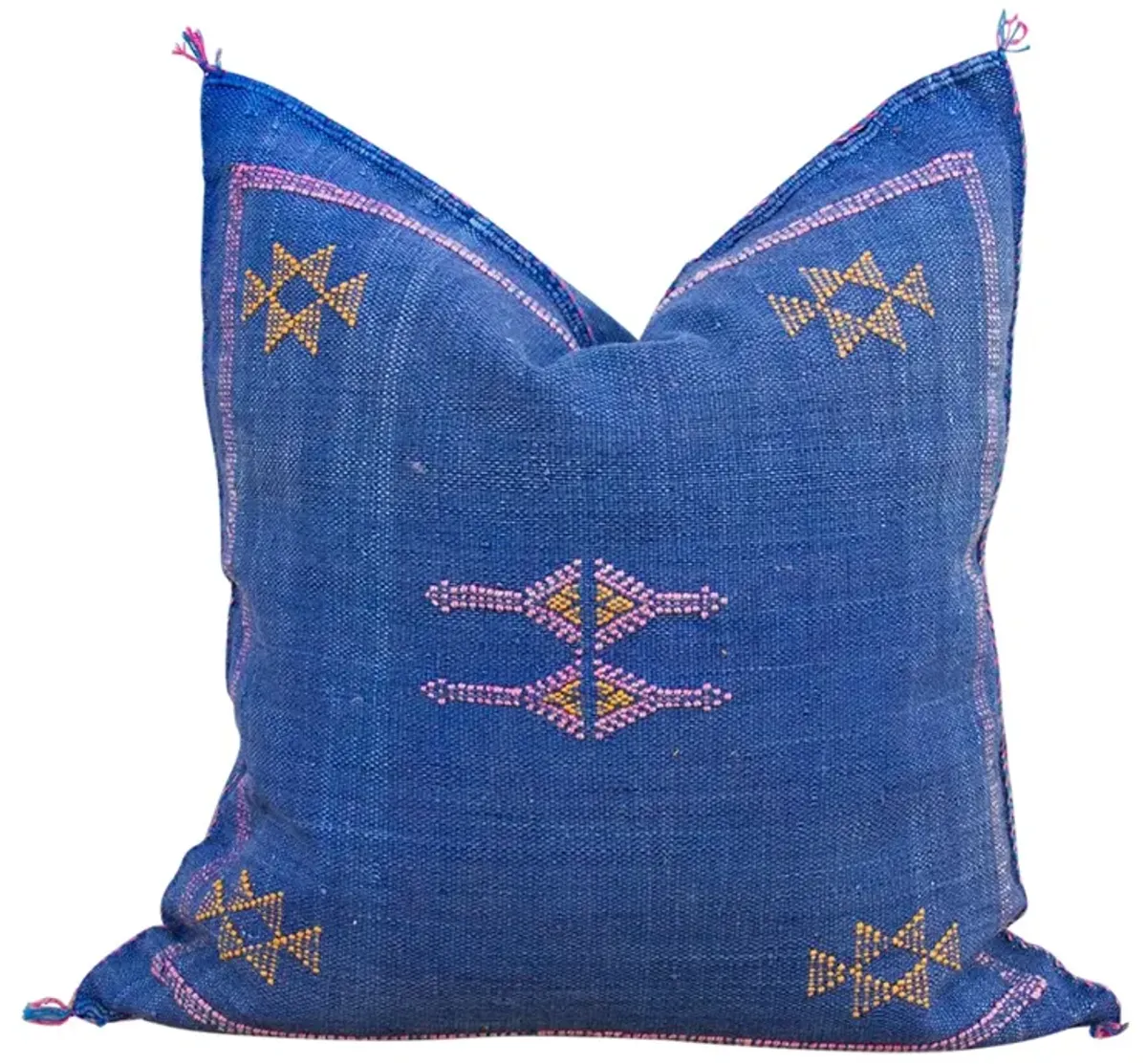 Cobalt Moroccan Silk Rug Pillow - de-cor