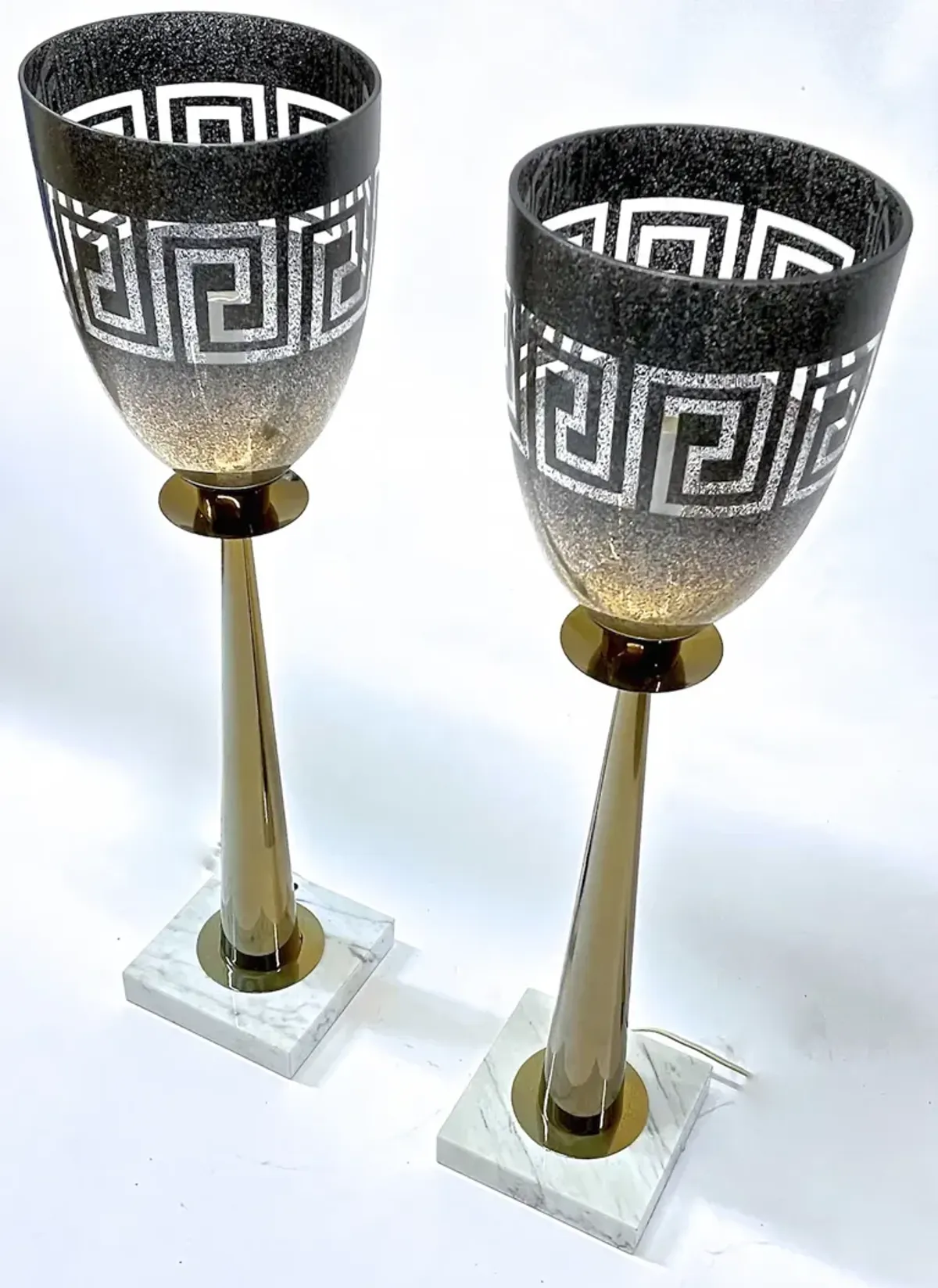 Tommi Parzinger Greek Key Lamps - PR - Vermilion Designs - Brown