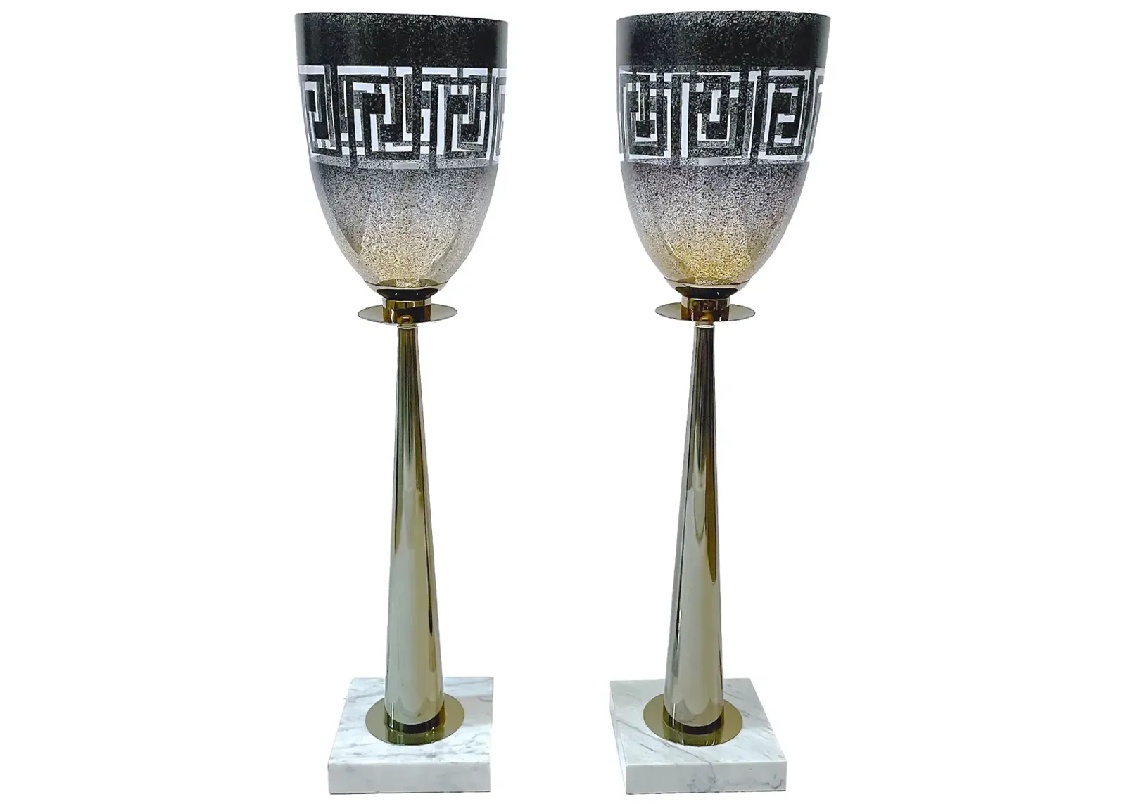 Tommi Parzinger Greek Key Lamps - PR - Vermilion Designs - Brown