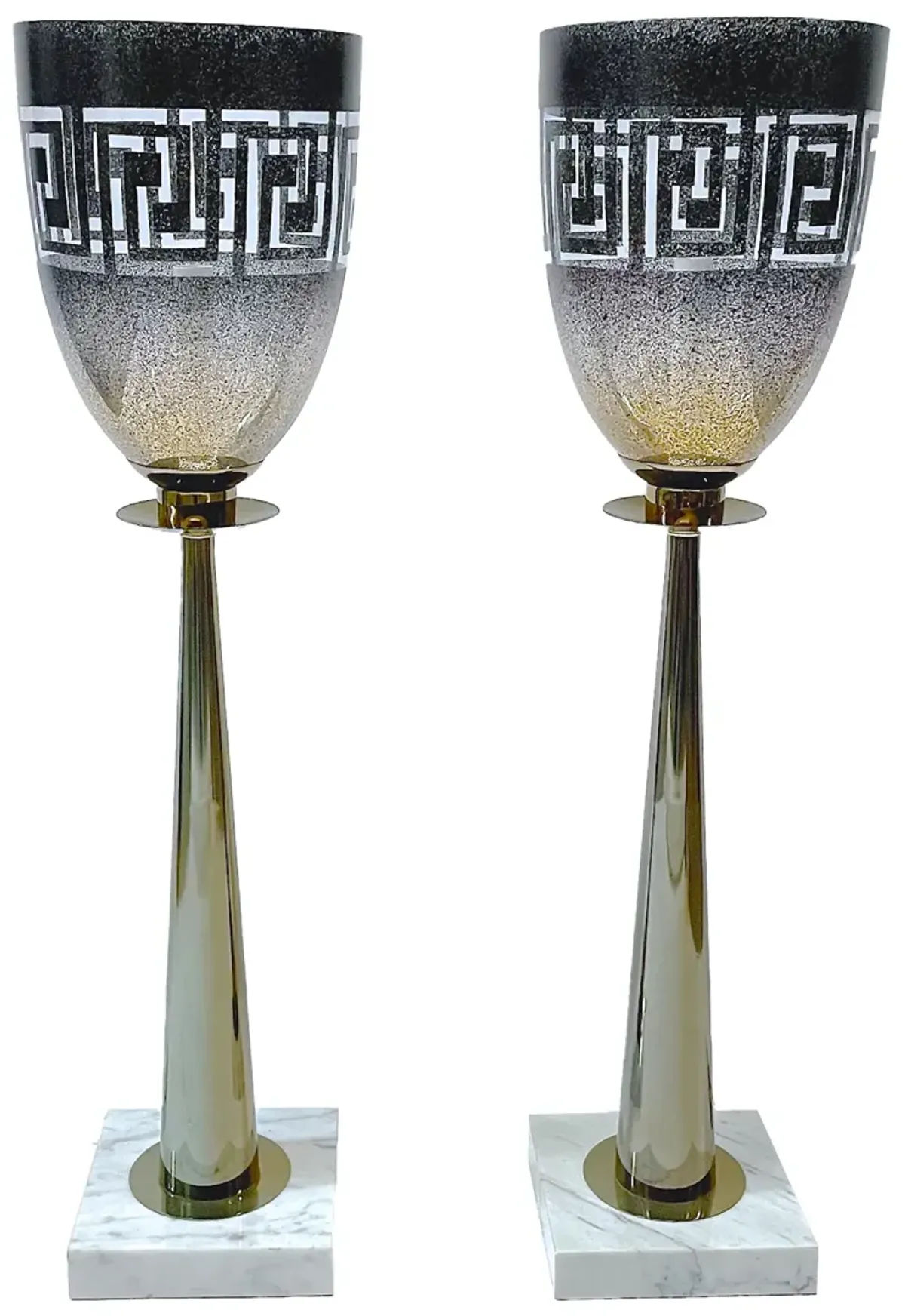 Tommi Parzinger Greek Key Lamps - PR - Vermilion Designs - Brown