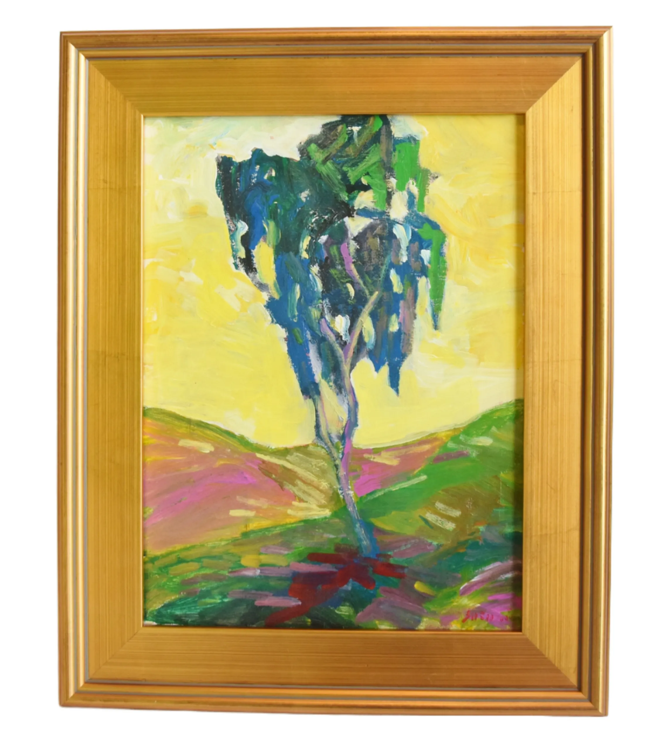 Juan Guzman Tree Landscape Oil Painting - Yellow