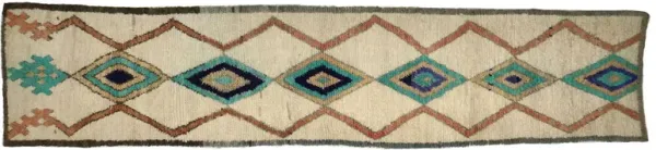 Moroccan Azilal Wool Runner - Habibi Imports - Blue