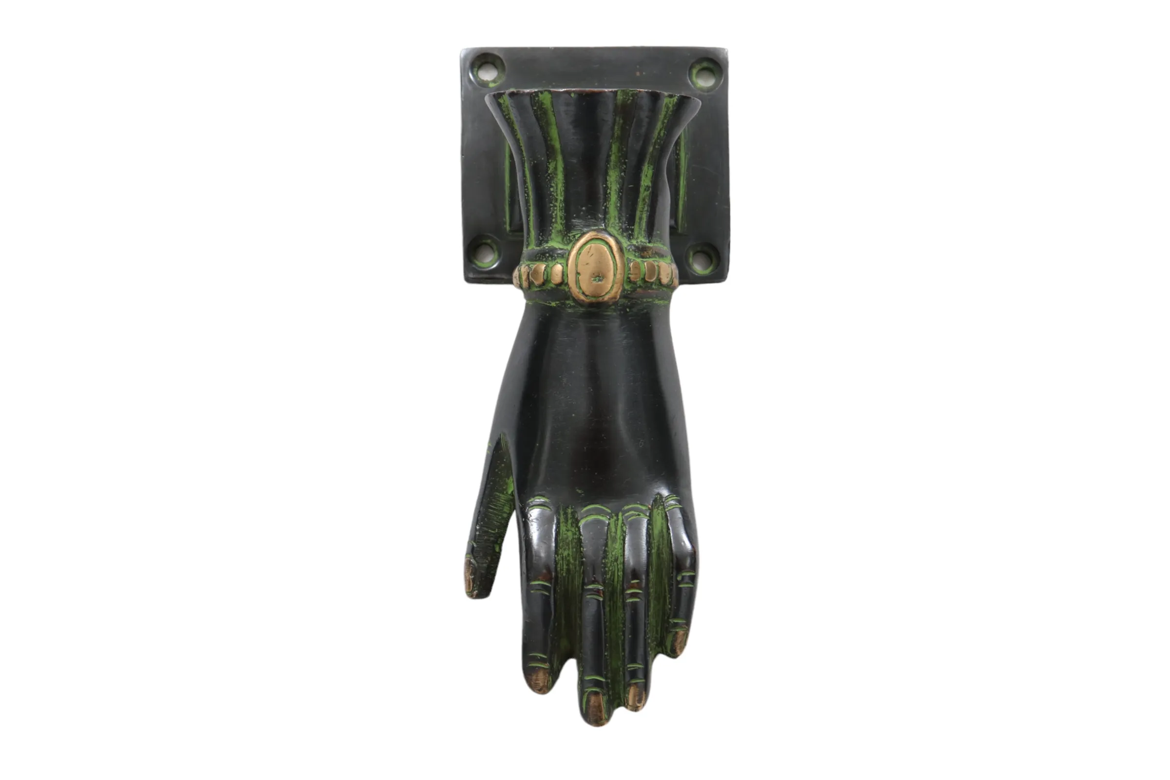 Green Brass Hand Door Knocker - Interesting Things