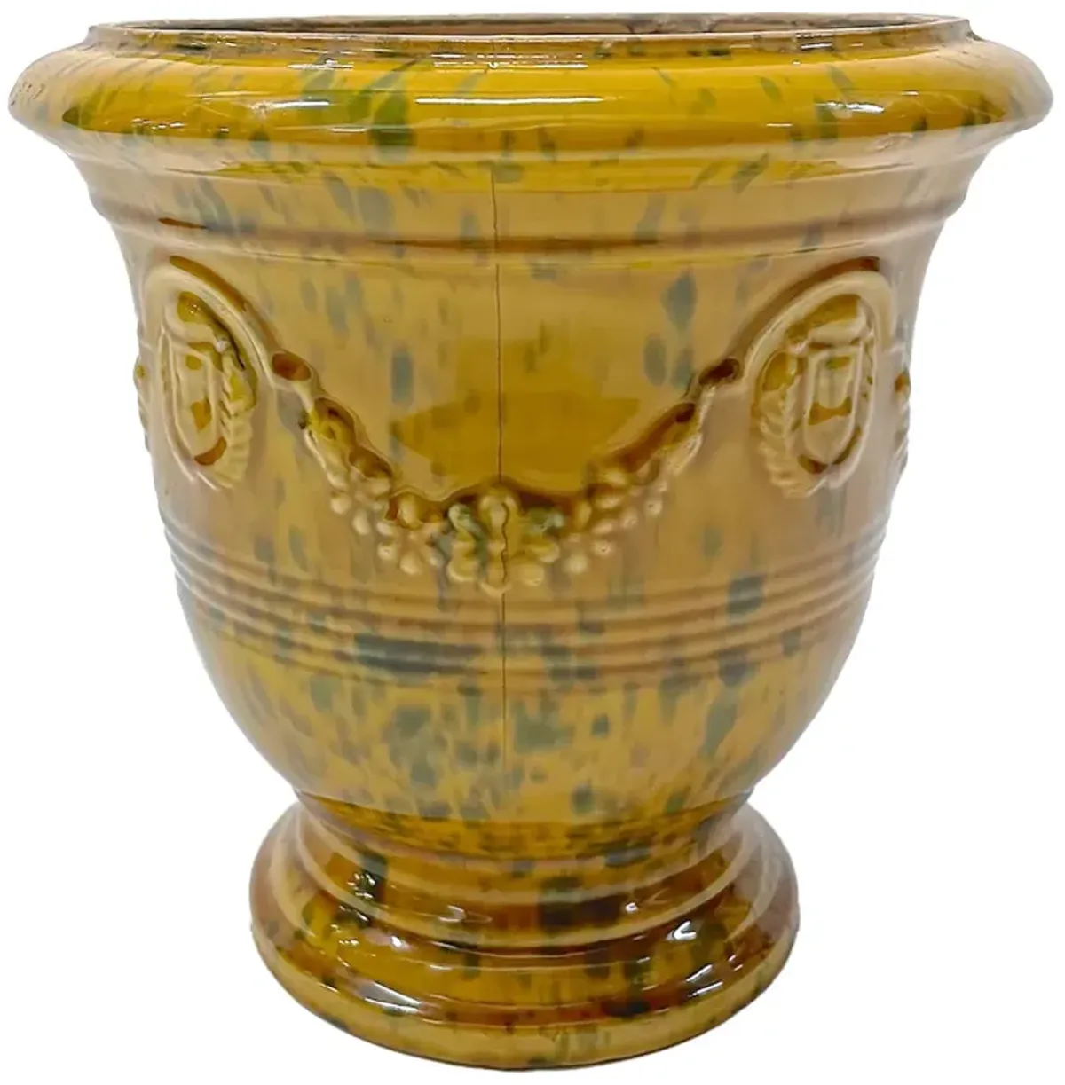 Shield & Laurel Swag Ceramic Cachpot - Vermilion Designs - Green